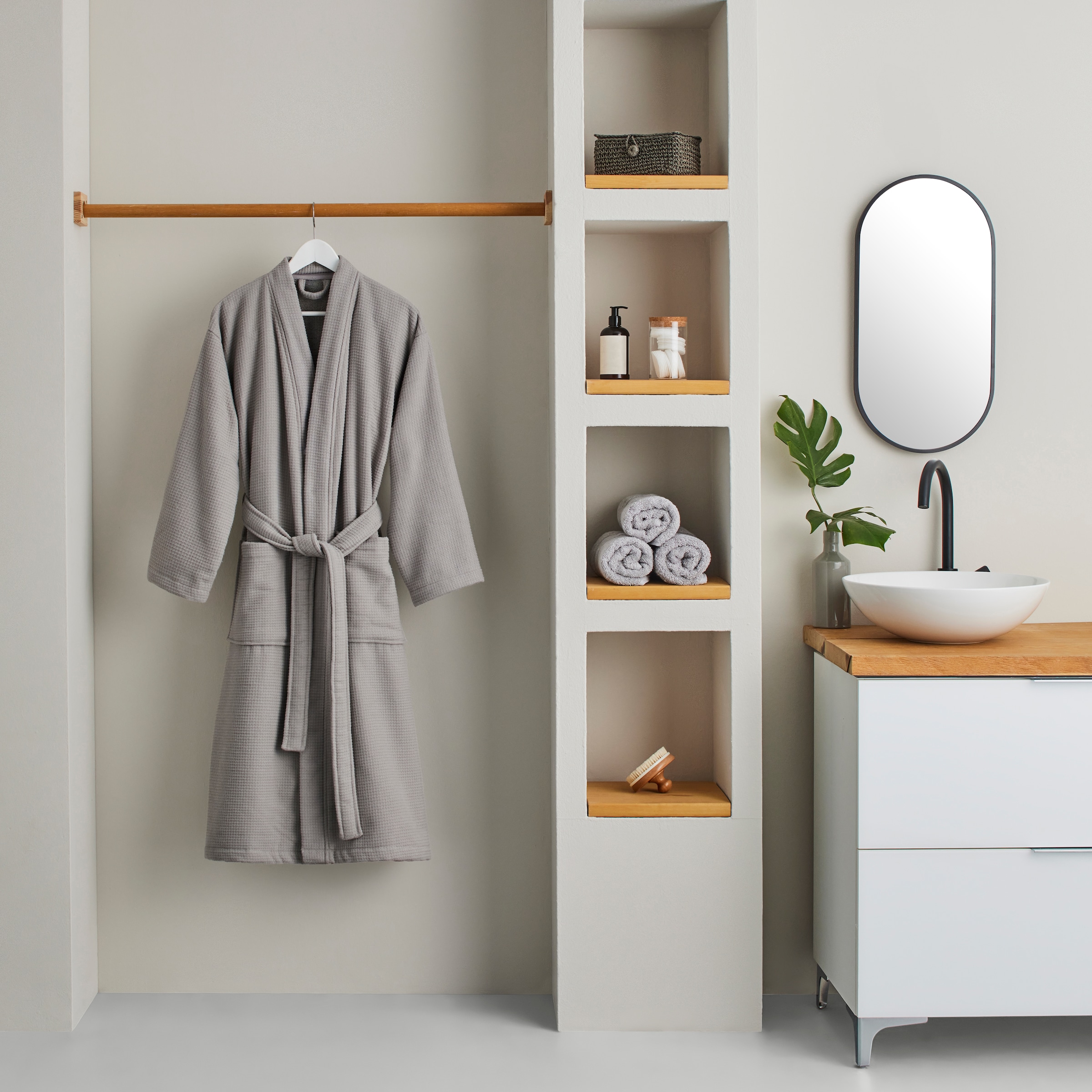 OTTO home Unisex-Bademantel »Merida, Waffelpiqué, Premium Qualität, 500 g/m², Morgenmantel« 1 Stk. Hotelbademantel, dicke Qualität, S-2XL, auch ideal für Sauna & Spa