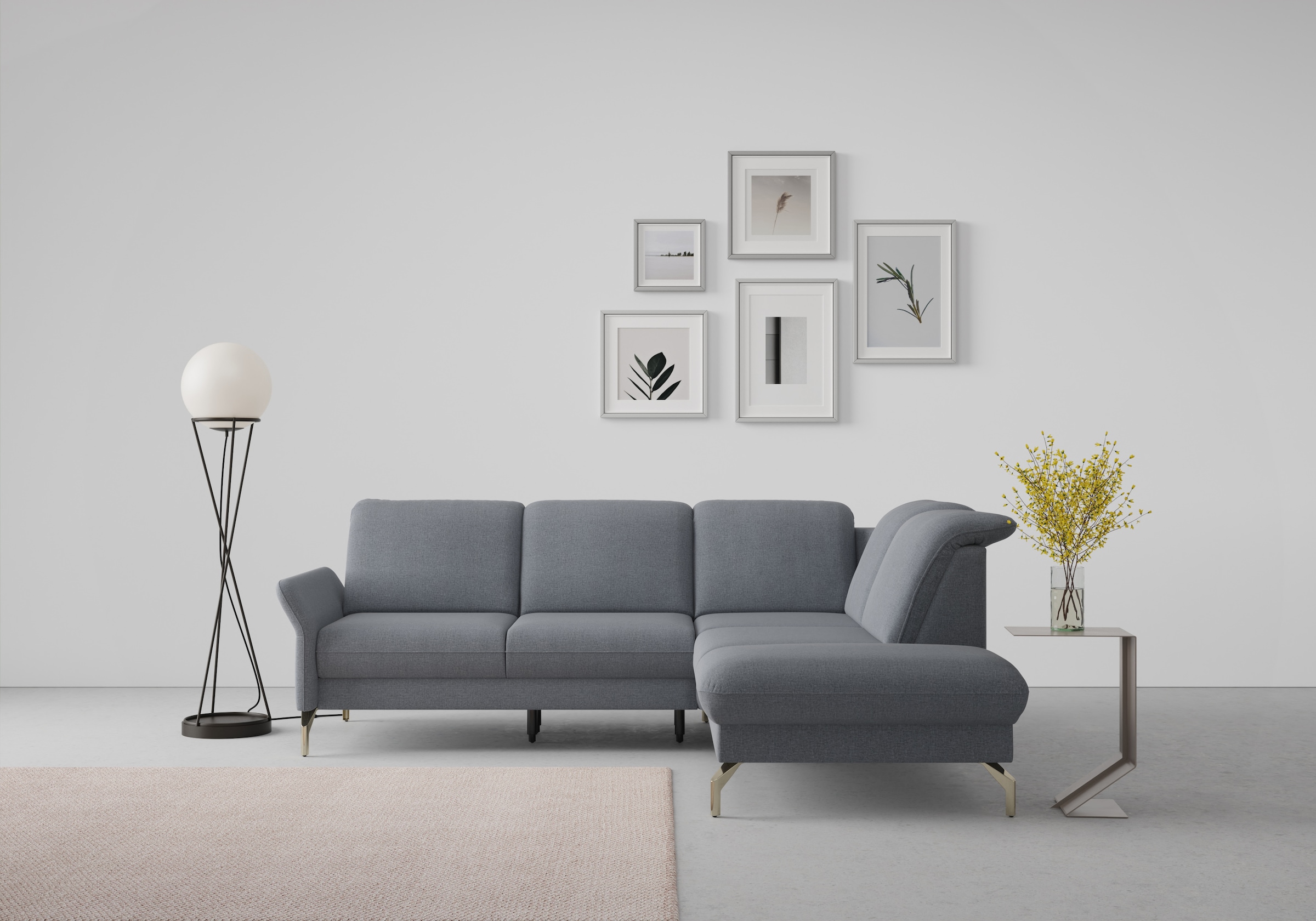 sit&more Ecksofa »Fashion L-Form«, wahlweise mit Kopfteilverstellung, Vorziehsitz, motorisch, Nickelfüße