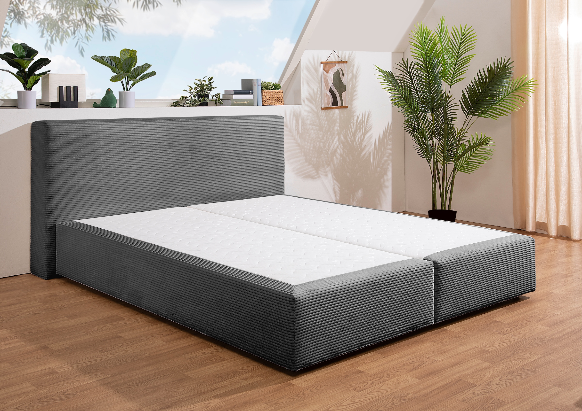 andas Boxspringbett "Åby", In Cord Bezug, wahlweise mit und ohne Matrazte e günstig online kaufen