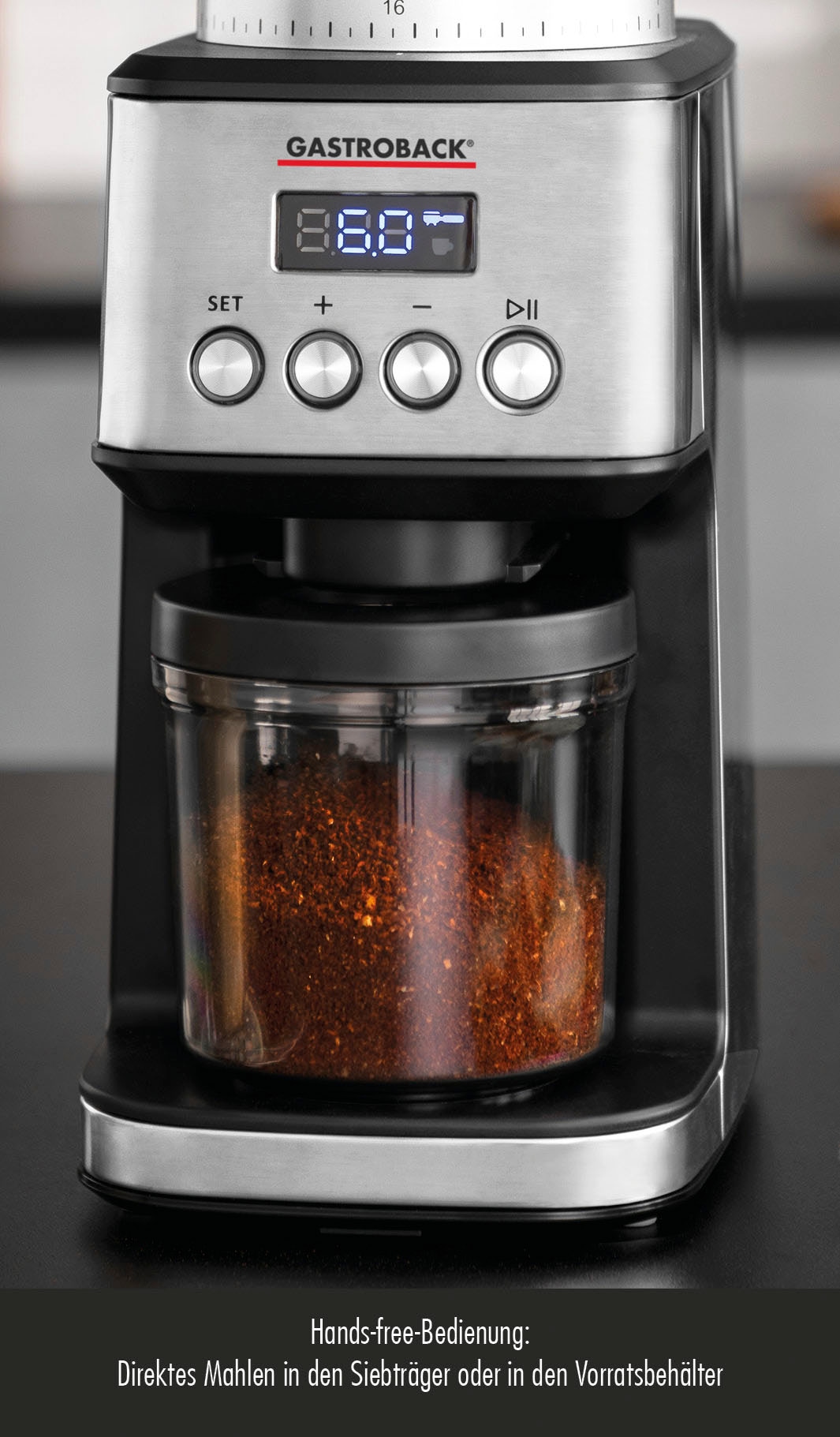 Gastroback Kaffeemühle »42643 Design Digital«, 180 W, Kegelmahlwerk, 320 g Bohnenbehälter