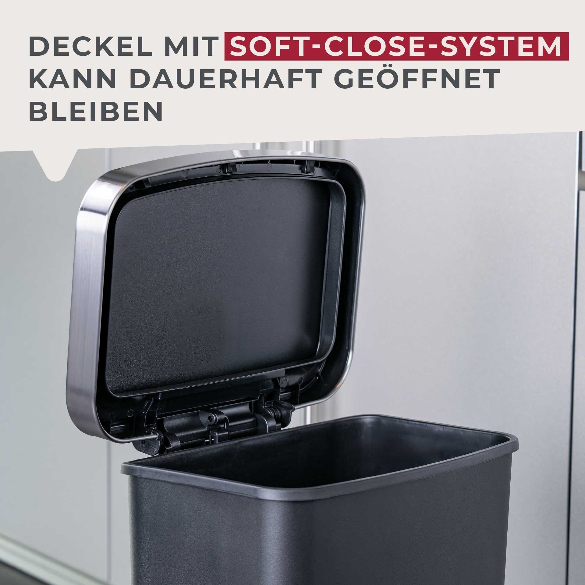 FACKELMANN Mülleimer »SEATTLE, Pedal-Abfalleimer 45L« 1 Behälter stilvoller Mülleimer mit Soft-Close System & robustem Pedal