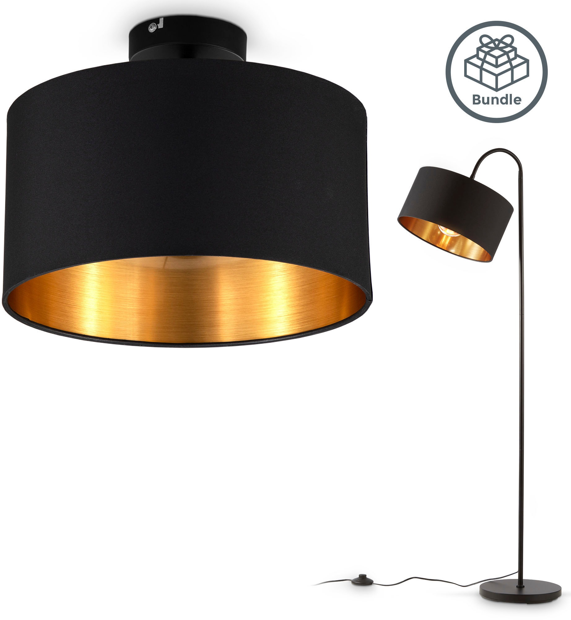 B.K.Licht Leuchten-Set, 2-teilig: Deckenleuchte (für 1 x E27) + Stehlampe (für 1 x E27)