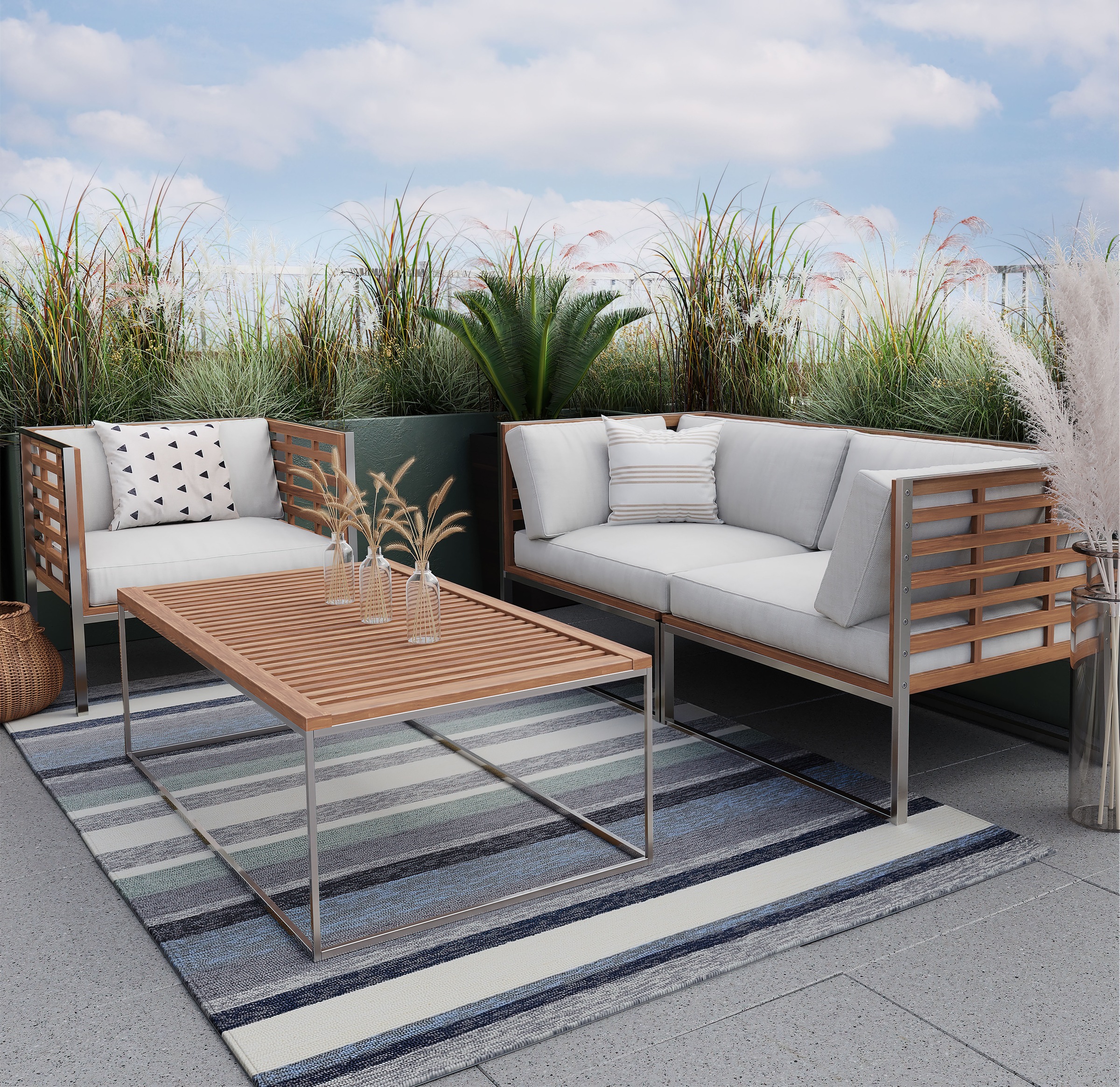 Gino Falcone Teppich »Rosetta-Stripes«, rechteckig, 20 mm Höhe, In- und Outdoor geeignet, Wohnzimmer