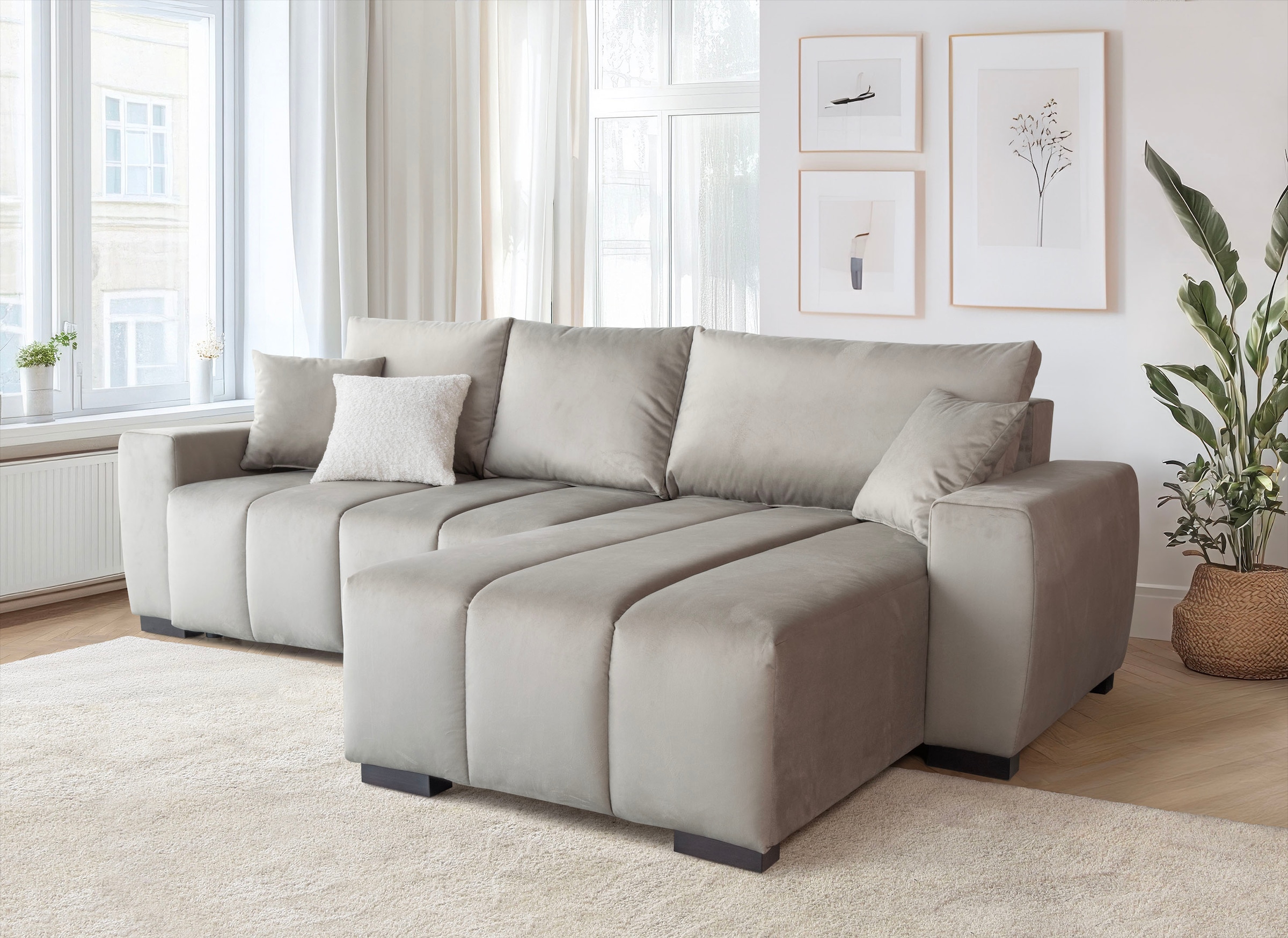 Home affaire Ecksofa "L-Form Bello" mit Bettfunktion, Bettkasten, Frei im R günstig online kaufen