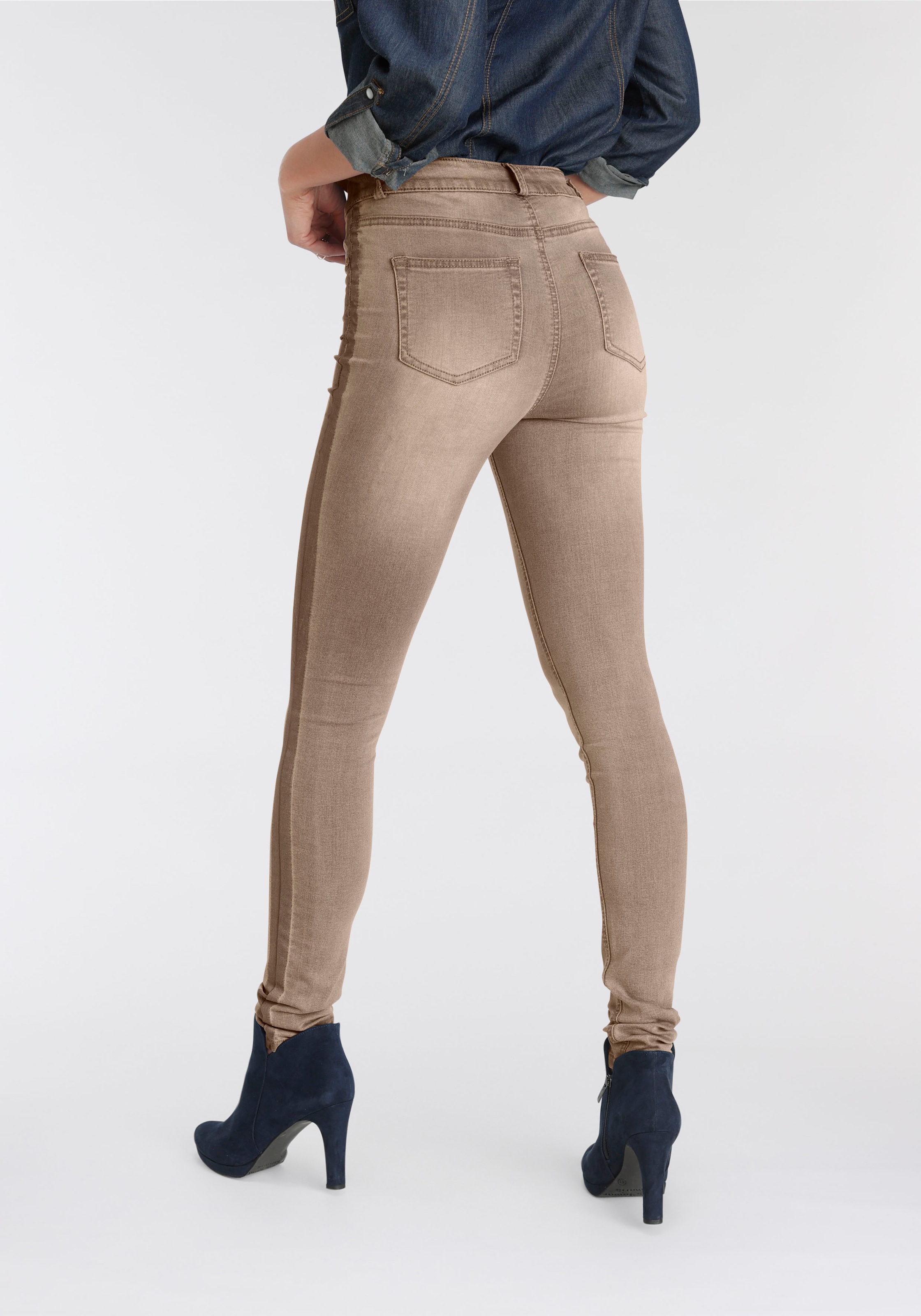 Arizona Skinny-fit-Jeans »Ultra Stretch«, High kaufen Streifen im mit Online-Shop seitlichem Waist