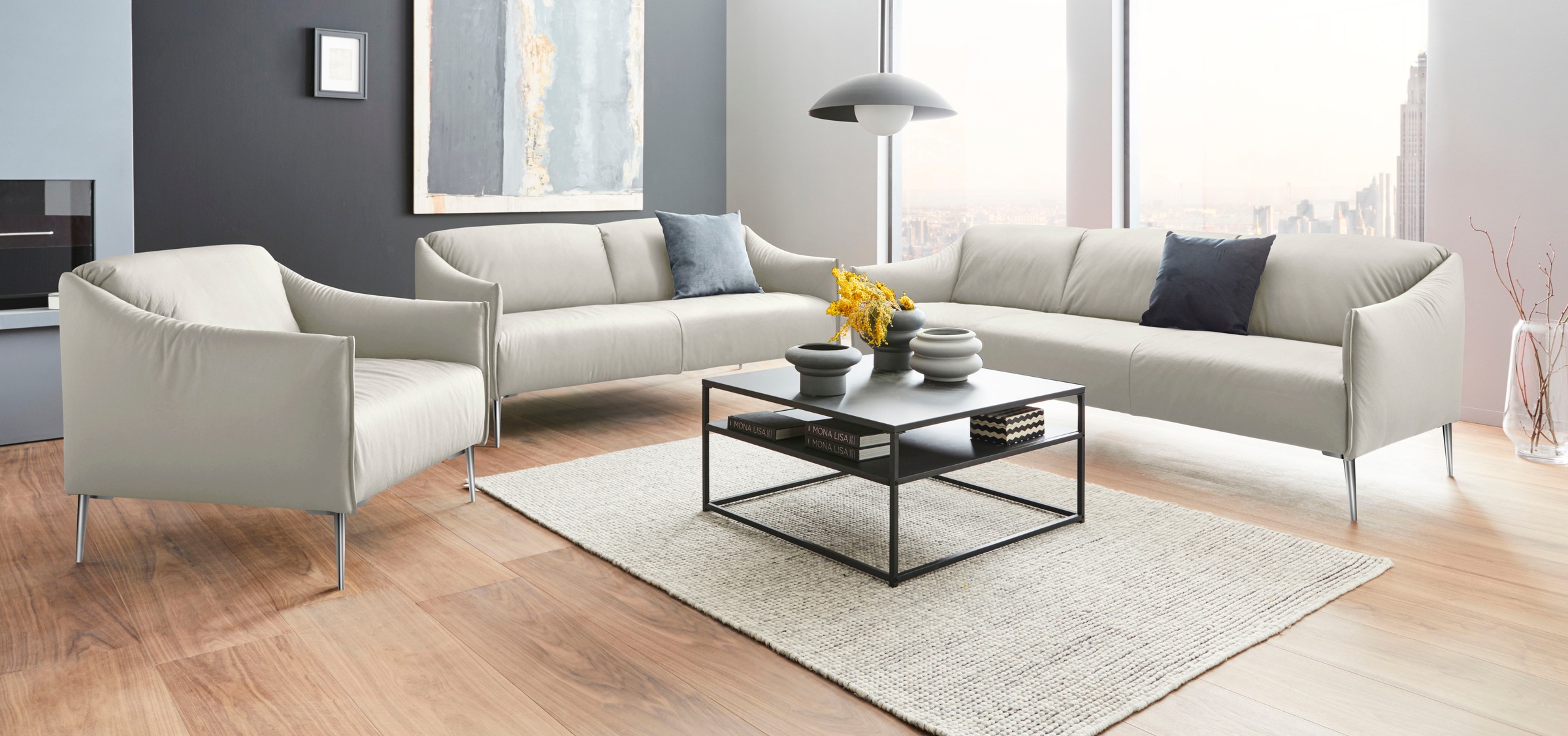 W.SCHILLIG 2,5-Sitzer »sally« mit Metallfüßen in Chrom glänzend, Breite 194 cm