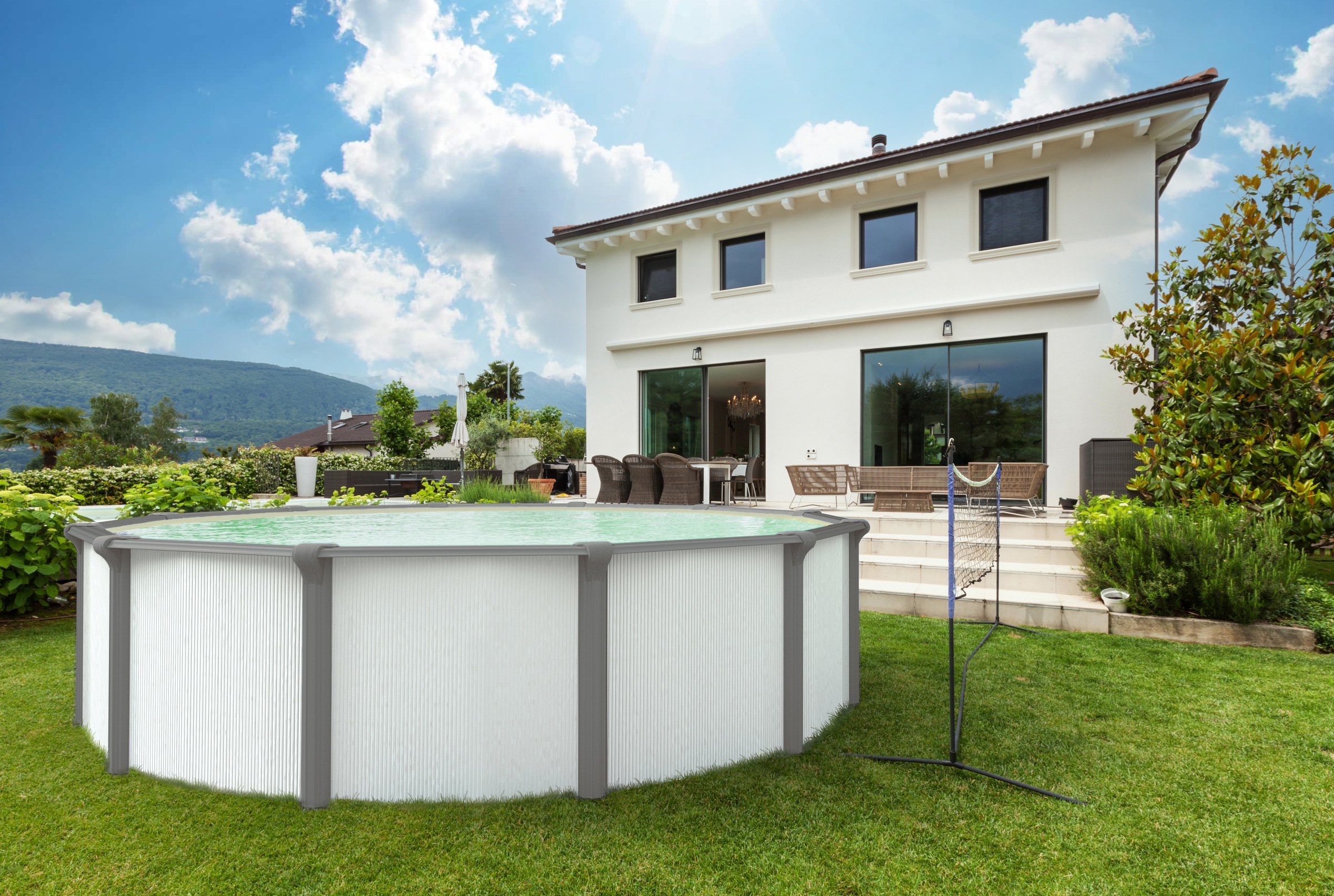 KWAD Rundpool »Green line Evolution«, (Komplett-Set, 10 tlg.), 3,6x1,32 white- design Folie in blau, sand oder grau erhältlich