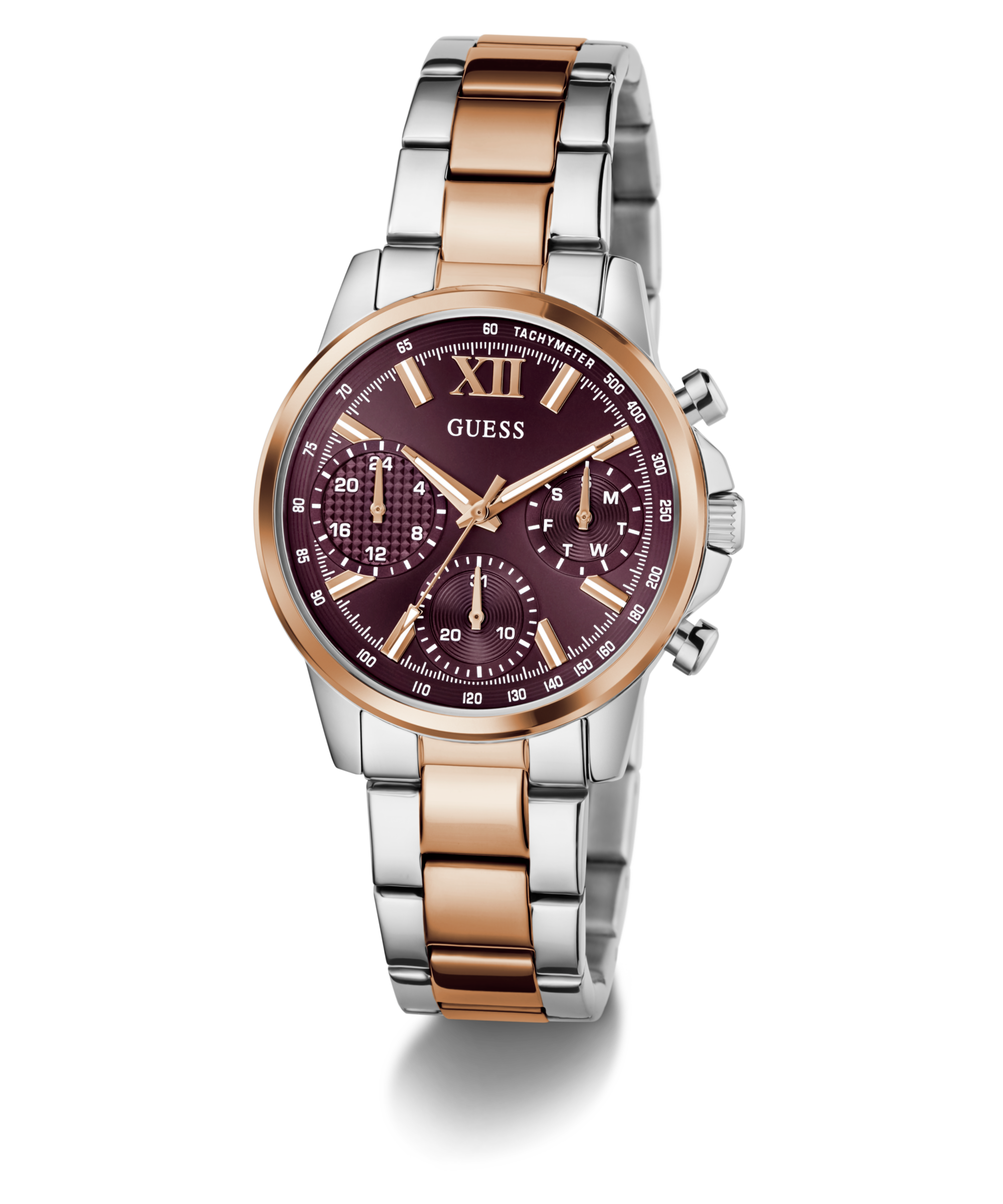 Guess Multifunktionsuhr »BAILEY«, Quarzuhr, Armbanduhr, Damenuhr, Edelstahlarmband, Datum