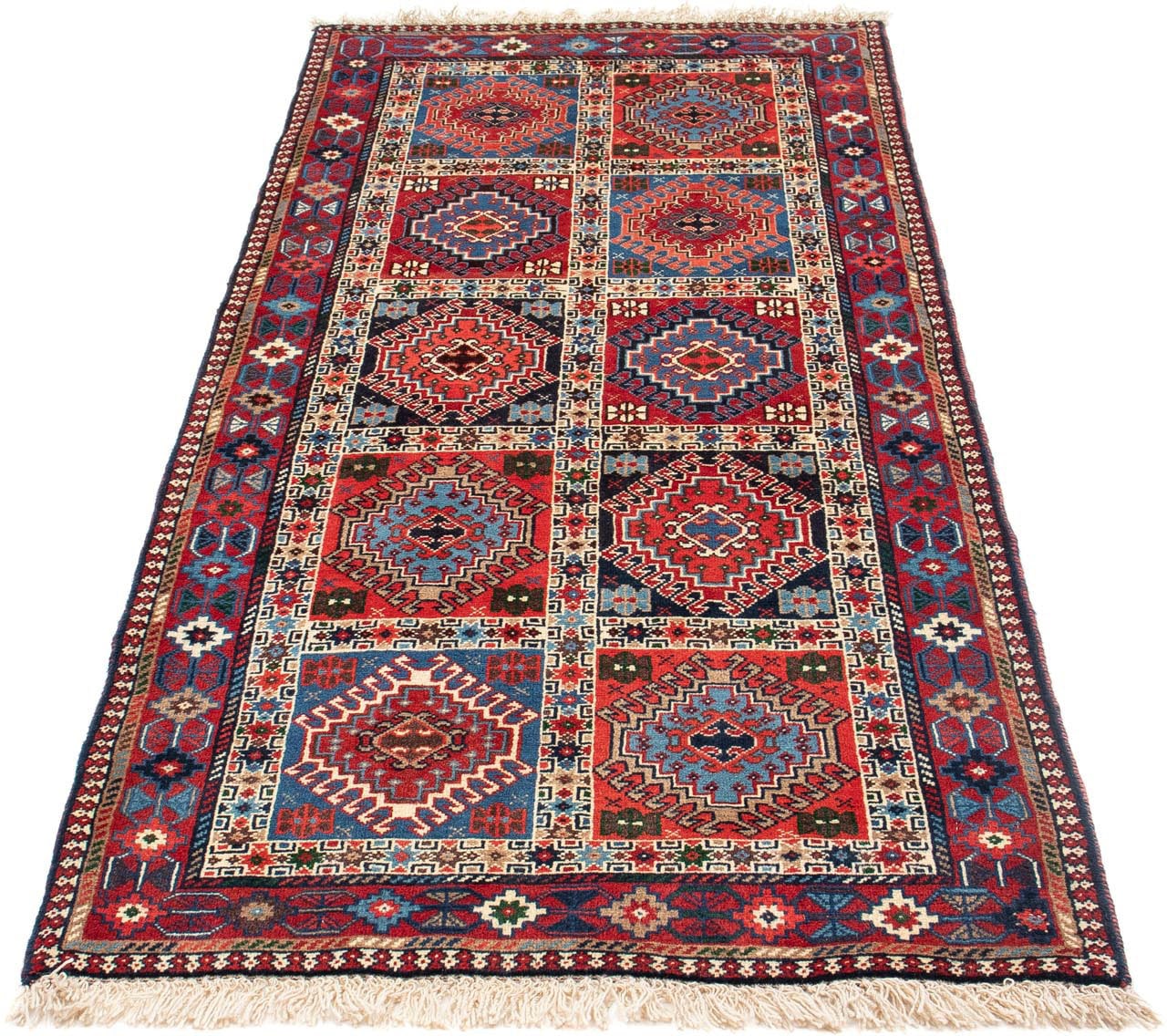 morgenland Wollteppich »Yalameh Felder Blu scuro 152 x 102 cm«, rechteckig, günstig online kaufen