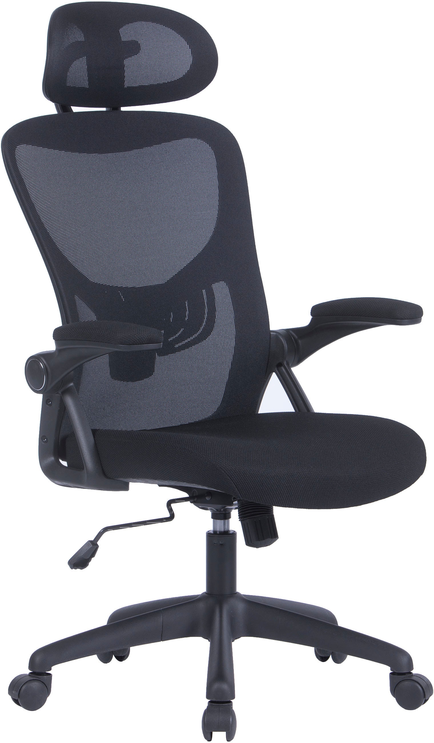 Drehstuhl BYLIVING "Flex", schwarz (schwarz, schwarz, schwarz), B:62cm H:119cm T:58,5cm