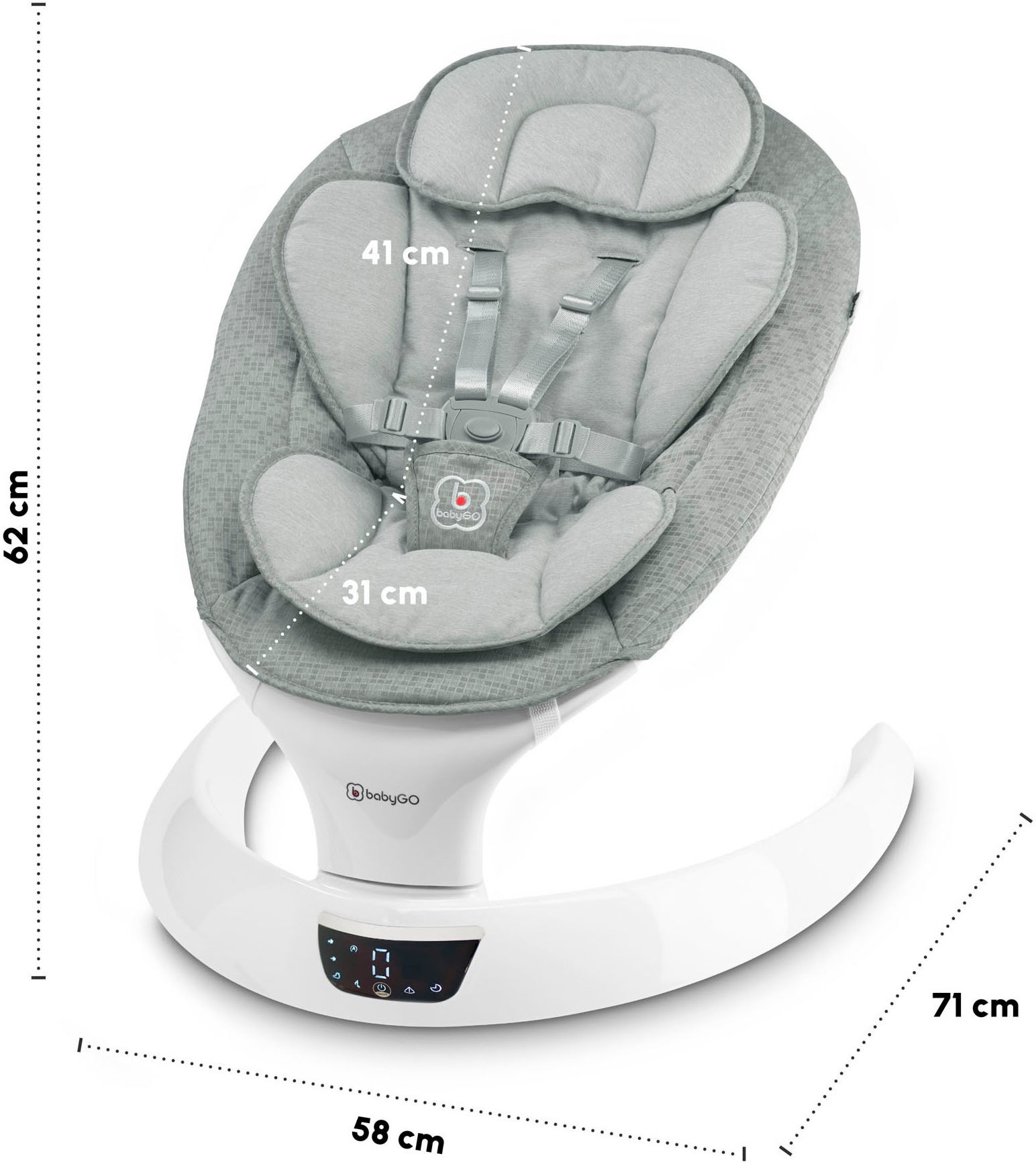 BabyGo Babywippe »Swing«, bis 9 kg, mit Fernbedienung, Musik, Schaukelfunktion