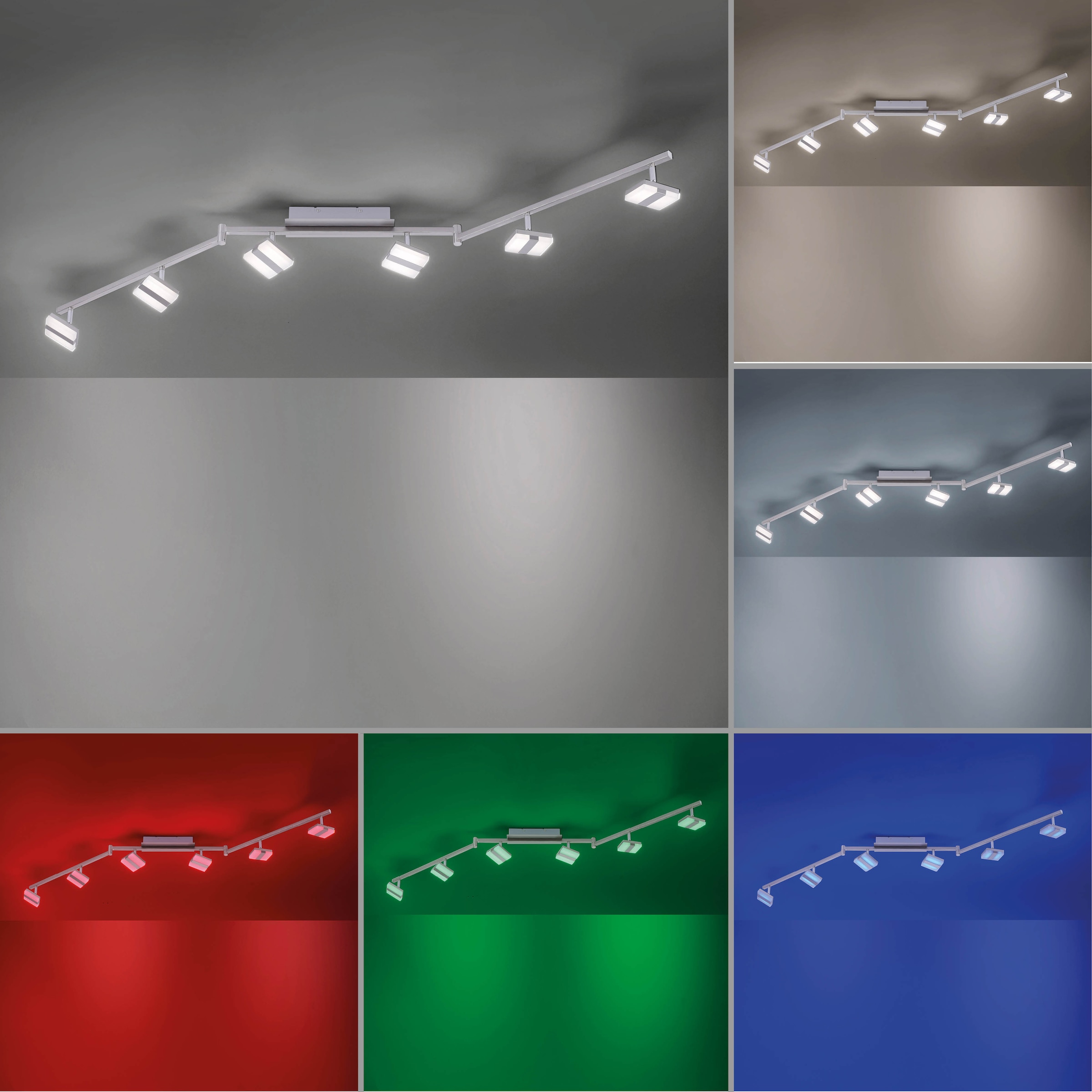 6 »Ls-SABI«, auf Leuchten kaufen LED Raten flammig-flammig, Fernbedienung dimmbar Direkt über Deckenleuchte