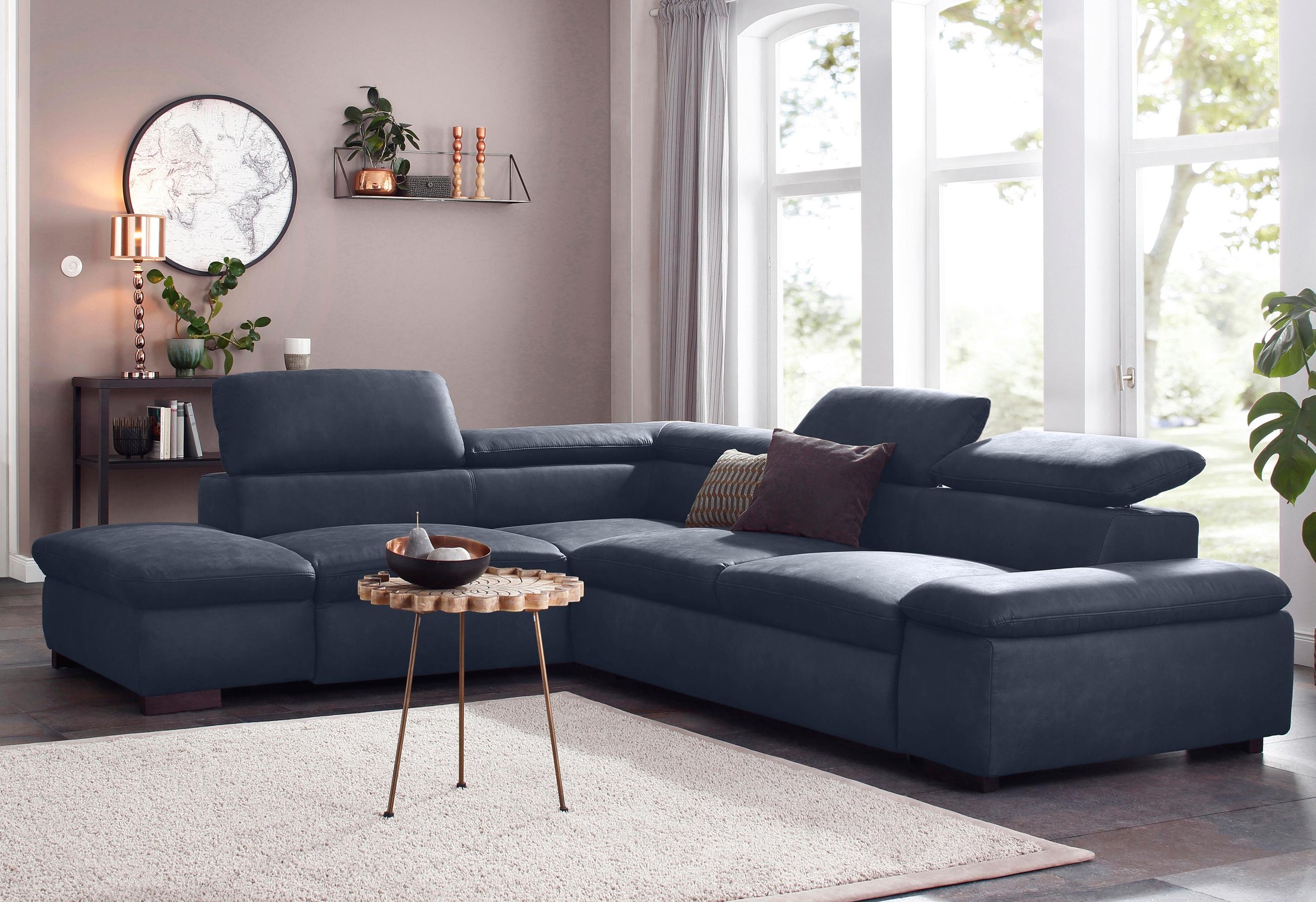 Home affaire Ecksofa »Alberto L-Form«, mit Kopfteilverstellung, wahlweise mit Bettfunktion