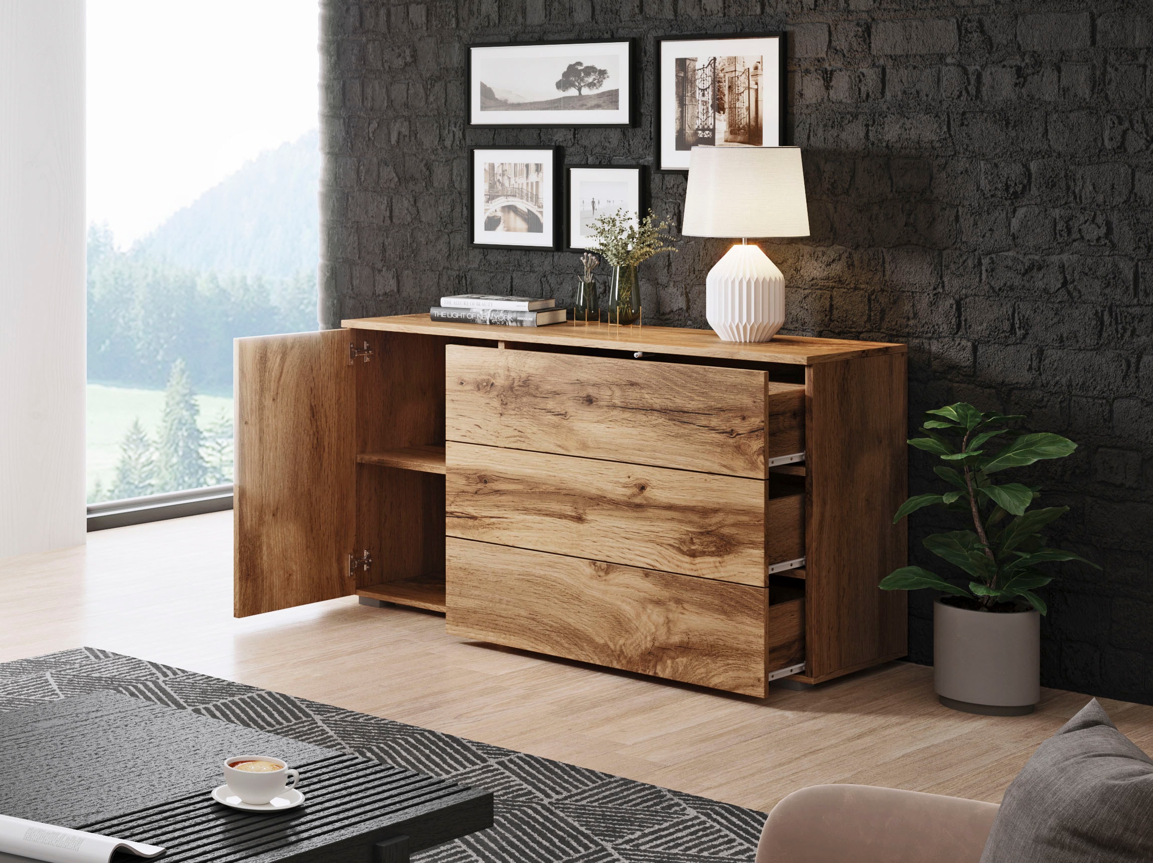 INOSIGN Sideboard »PARIS«, (1 St.), Moderne 110cm breite grifflose Kommode, vielseitig einsetzbar