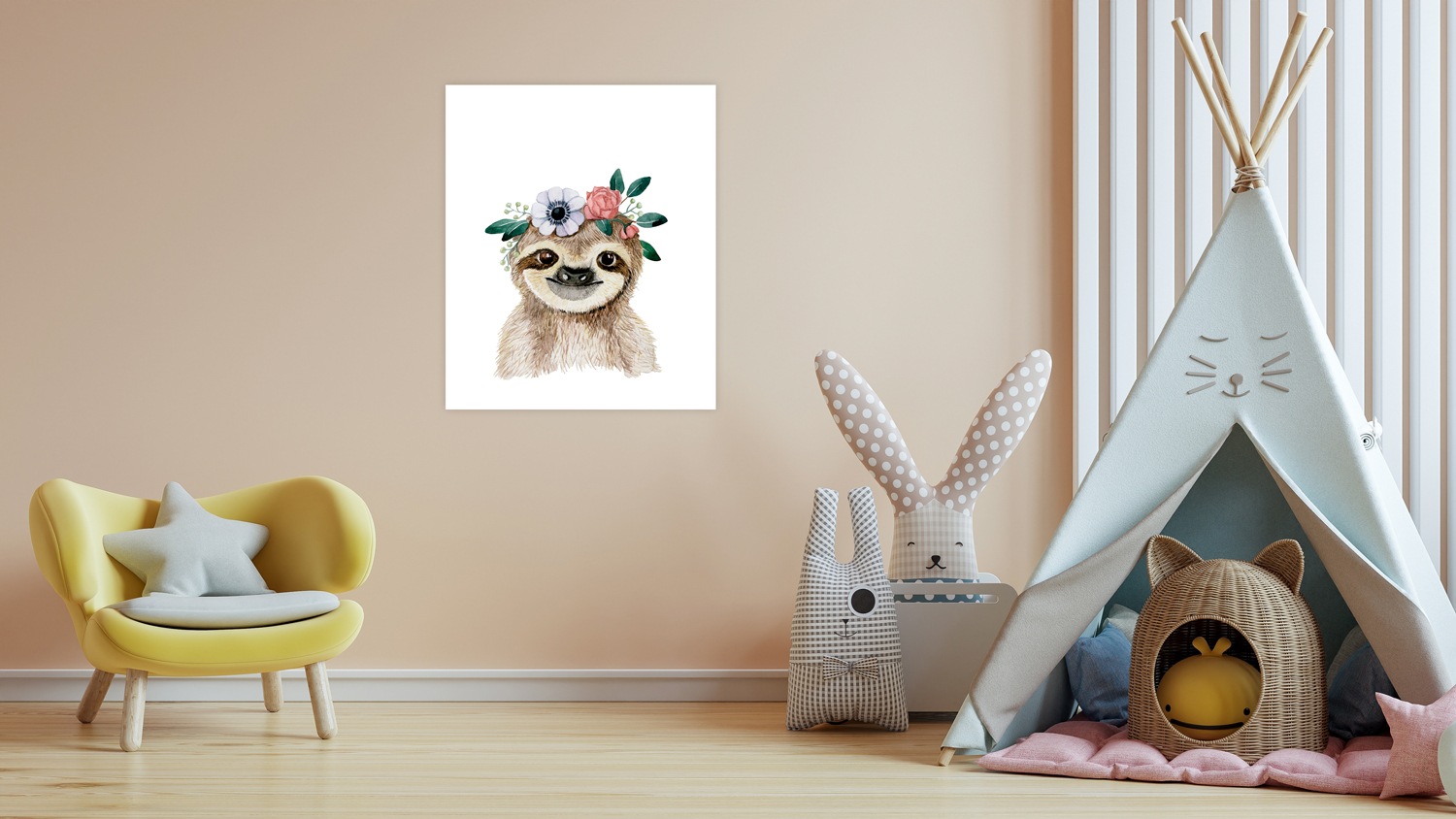 Lüttenhütt Poster »Faultier mit Blumenkranz«, Tiere-Fantasy-Faultier, (1 St günstig online kaufen