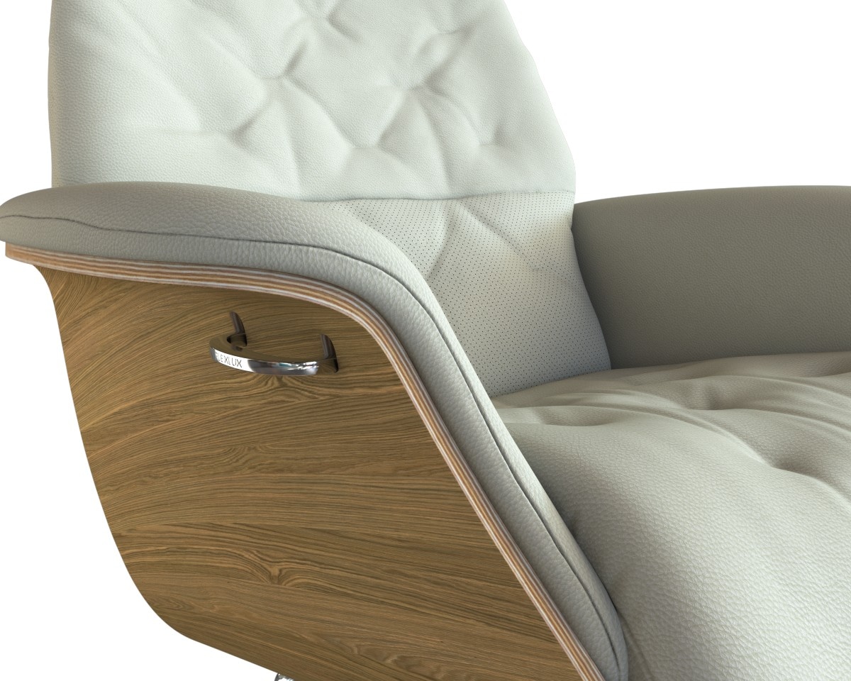 FLEXLUX Relaxsessel »Volden Funktionsessel, Polstersessel, Armlehne, TV-Fernsehsessel,«, Rücken- und Kopfteilverstellung, Drehbar, Fuß Alu, Armlehne Eiche