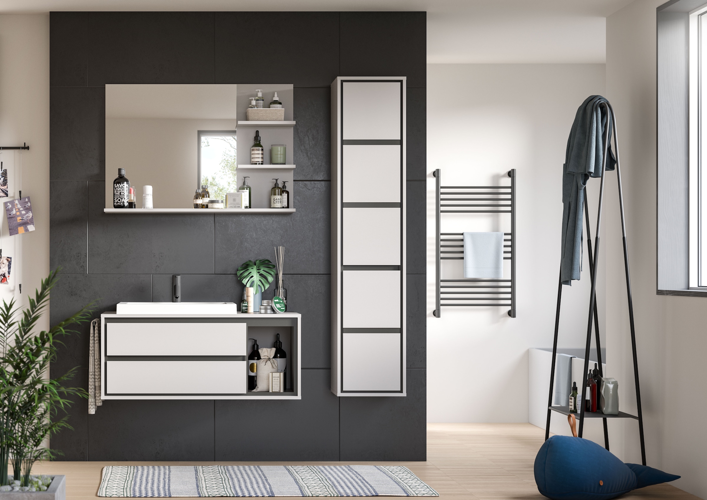 INOSIGN Spiegel »Skygge, Breite 100 cm, 3 Ablageböden, hochwertiges Spiegelglas«, (1 St.), Badmöbel, Spiegel, Wandspiegel, Bad, Badezimmer