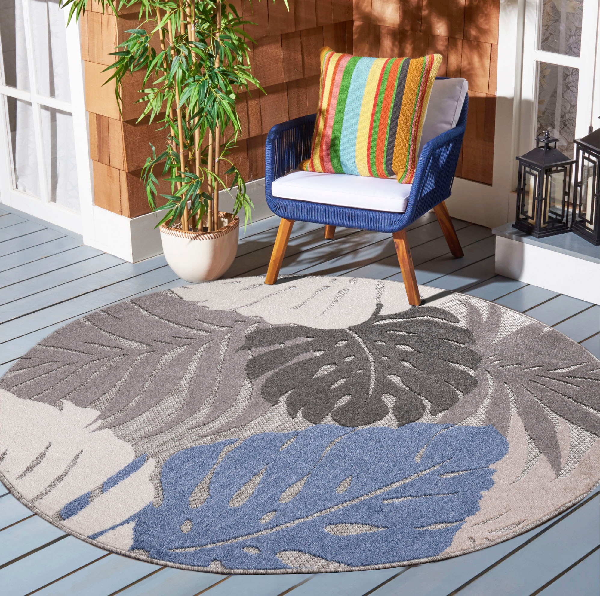 Sanat Teppich »Floral Outdoor«, rund, 6 mm Höhe, In- und Outdoor geeignet, günstig online kaufen