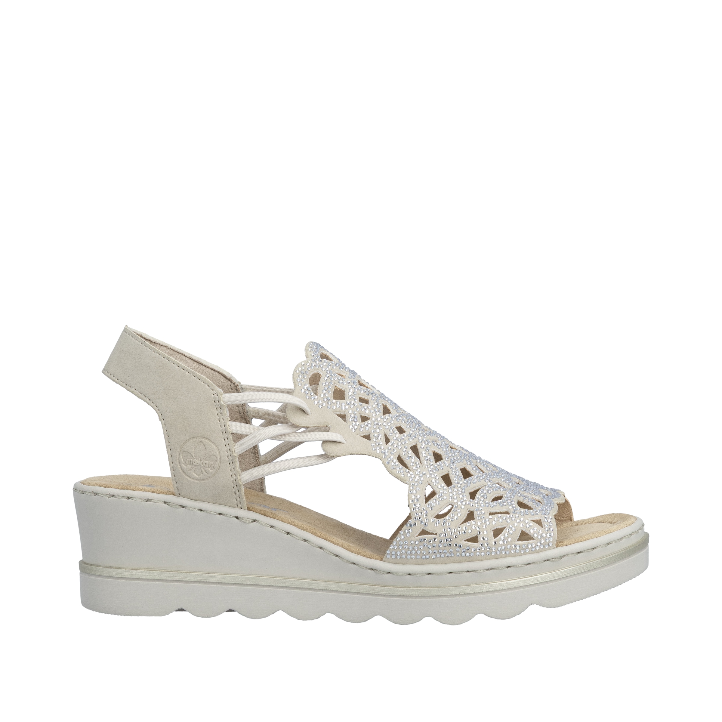 Rieker Keilsandalette  Sommerschuh, Plateausandale, Schlupfschuh mit Schmucksteinchen