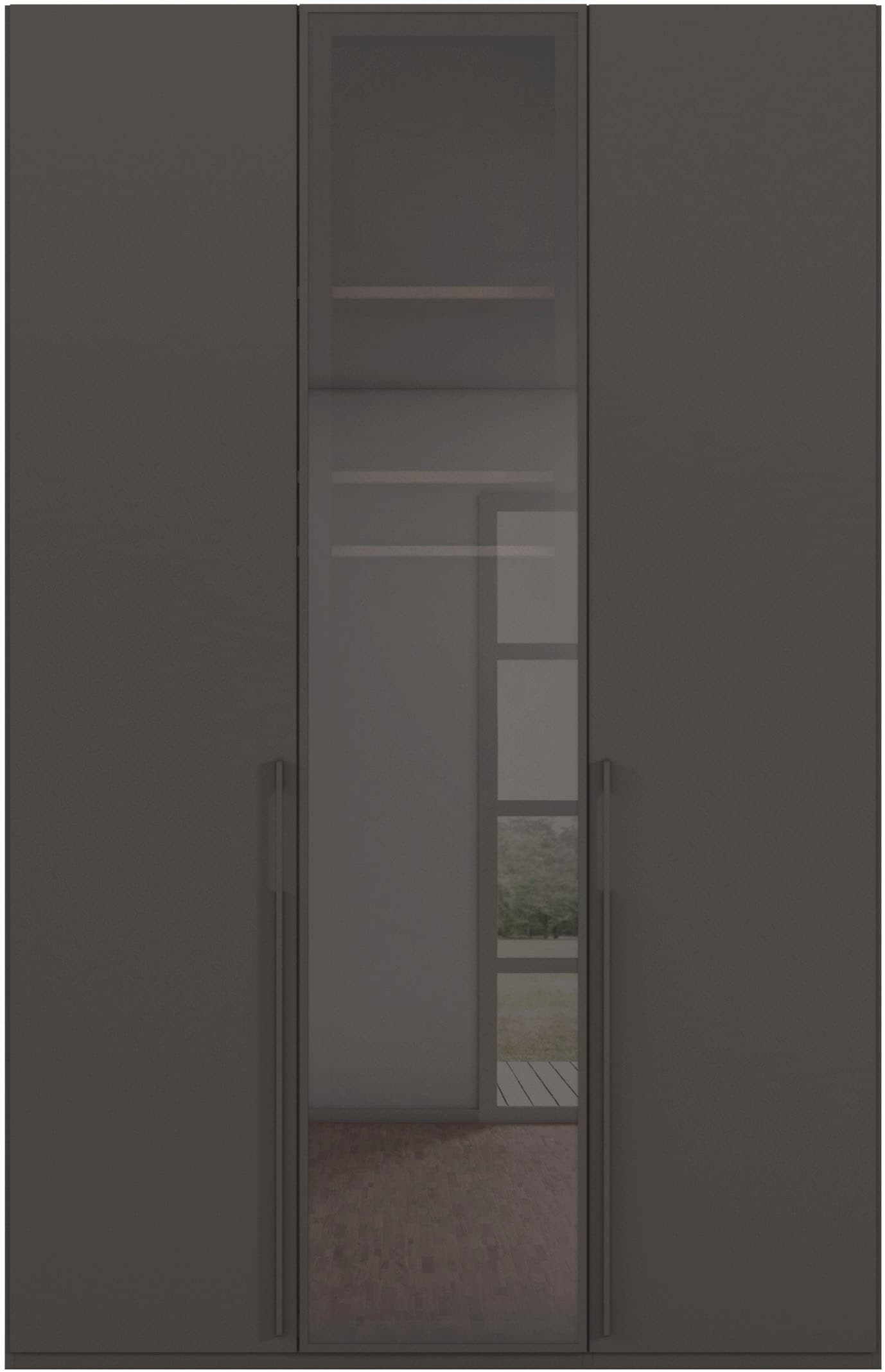 rauch Drehtürenschrank »Kleiderschrank Schrank Garderobe Wäscheschrank SKAT SHINE« Breiten 151/201/251/301, Höhen 223/235 cm, inkl. SOFT-CLOSE-FUNKTION,  hochwertiges Grauglas inkl. umfangreichem Zubehör MADE IN GERMANY