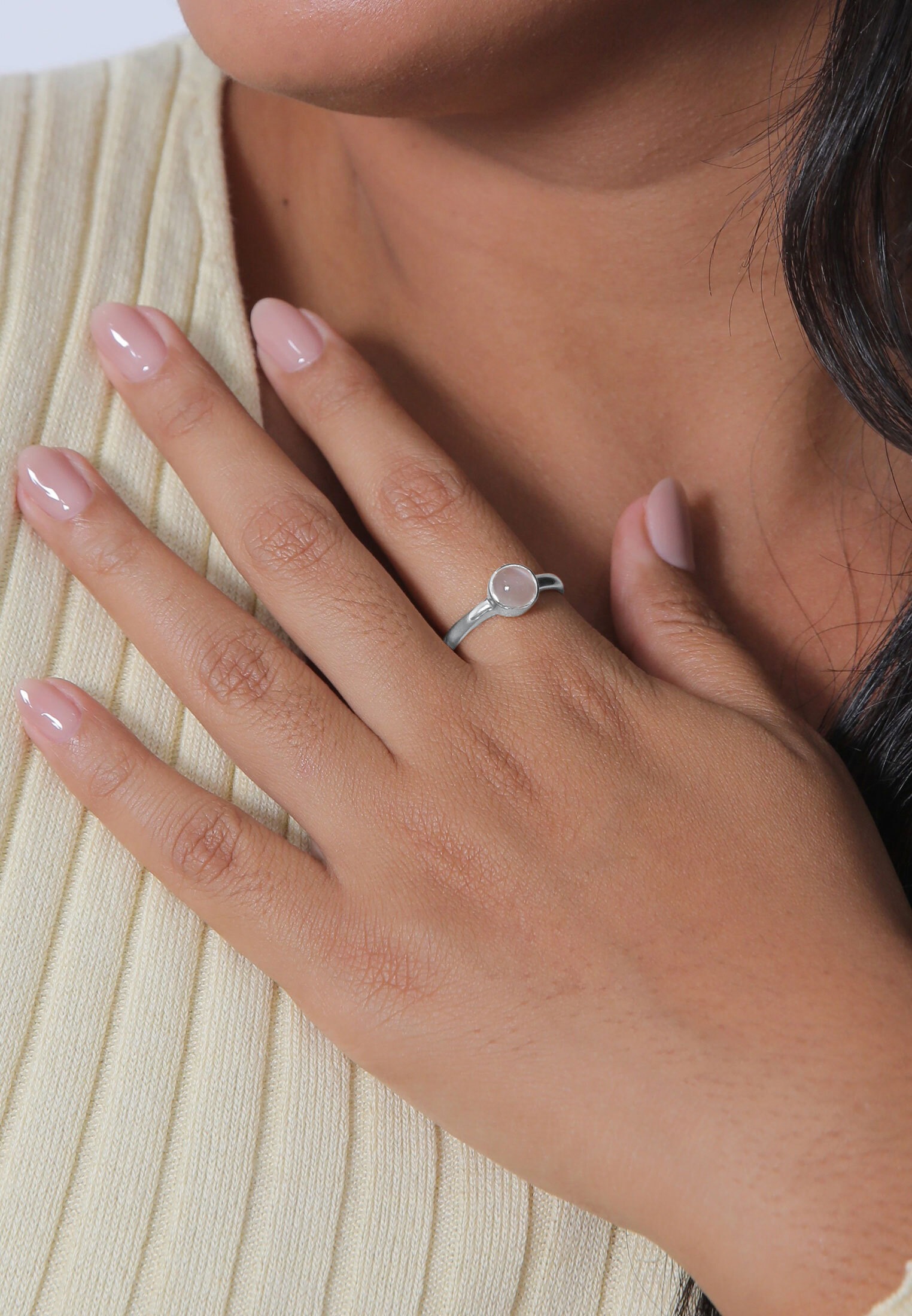 Elli Fingerring »mit Mondstein rund 925 Sterling Silber«