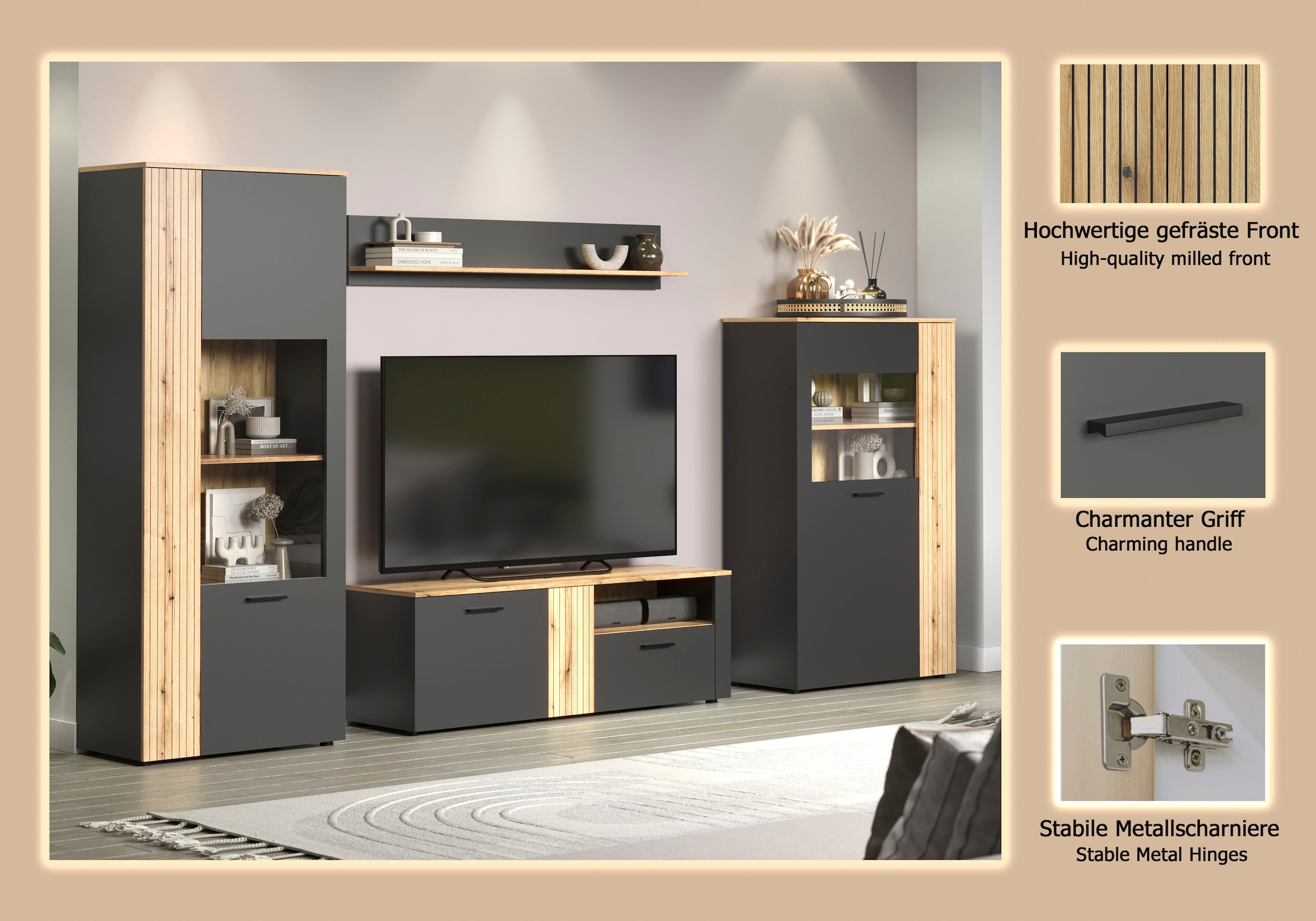 INOSIGN Wohnwand »Estepona« Komplett-Set, 4 Stk. tlg.