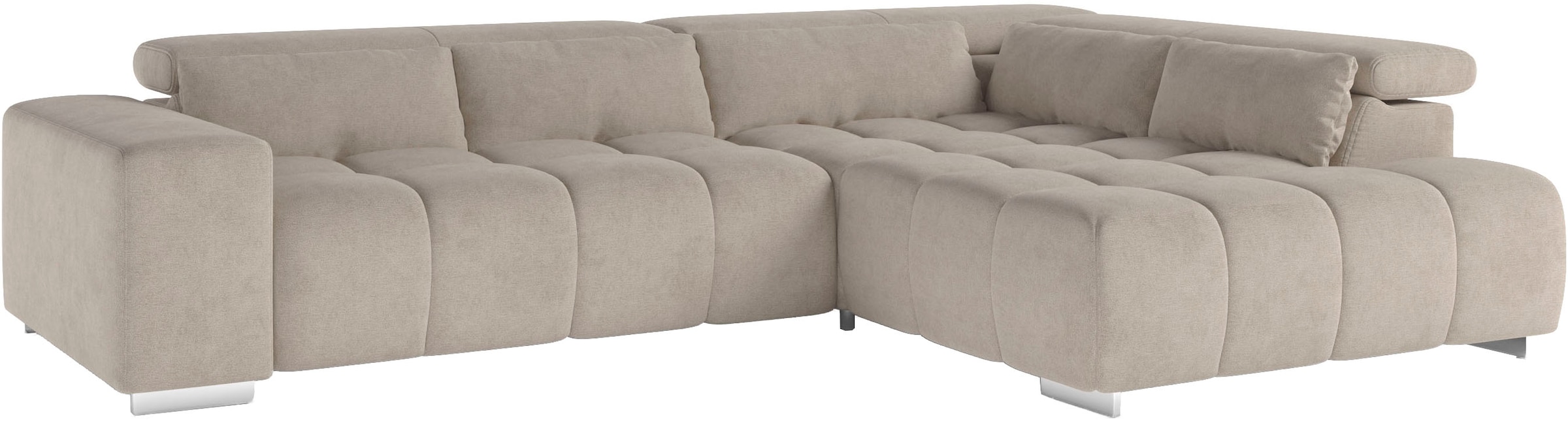 COTTA Ecksofa »Orion L-Form« mit Kopfteilverstellung & 5 Nierenkissen