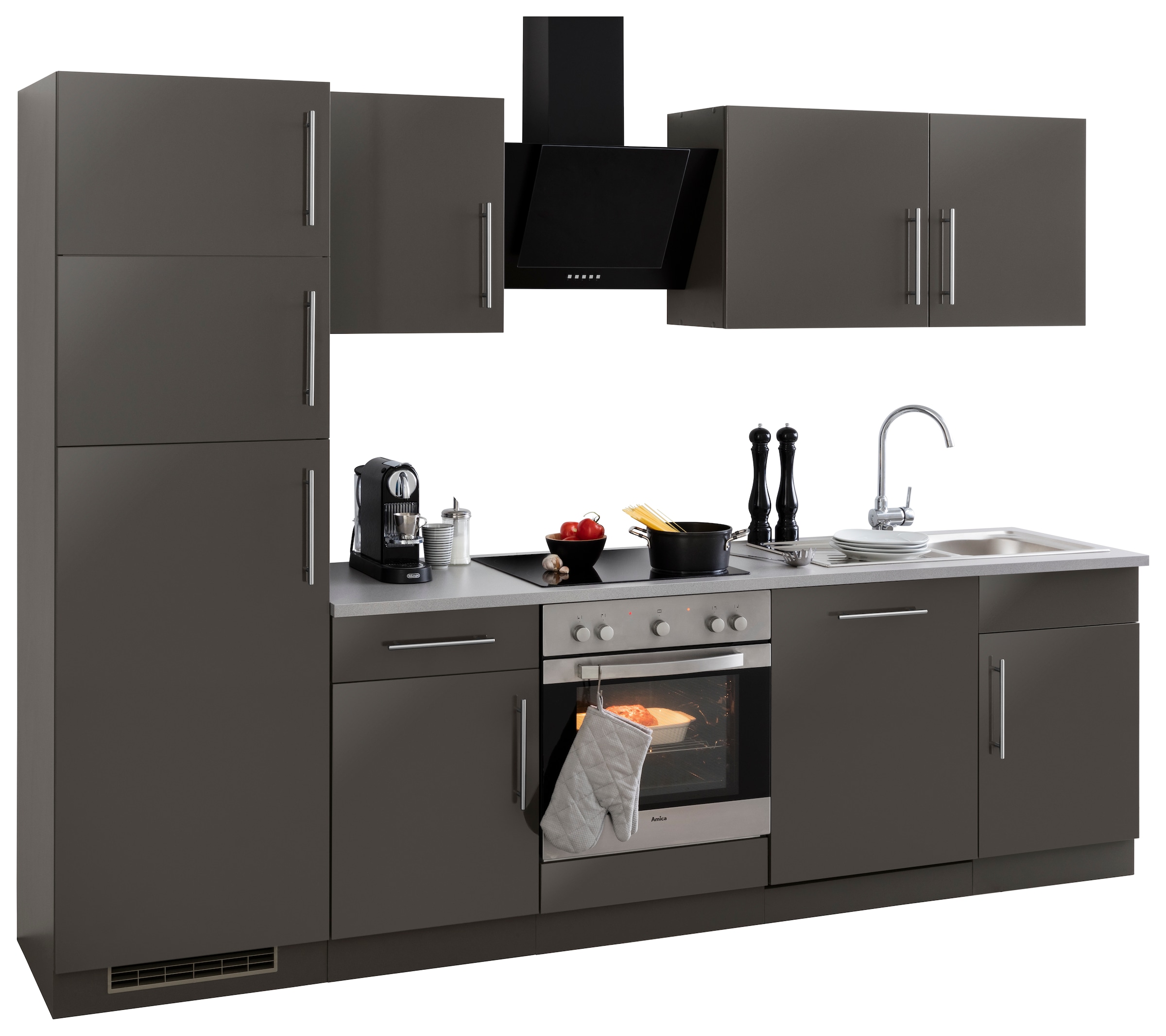 »Cali«, Küchen E-Geräten 280 mit auf Küchenzeile Kühl-Gefrierkombination, bestellen Raten wiho cm Breite und