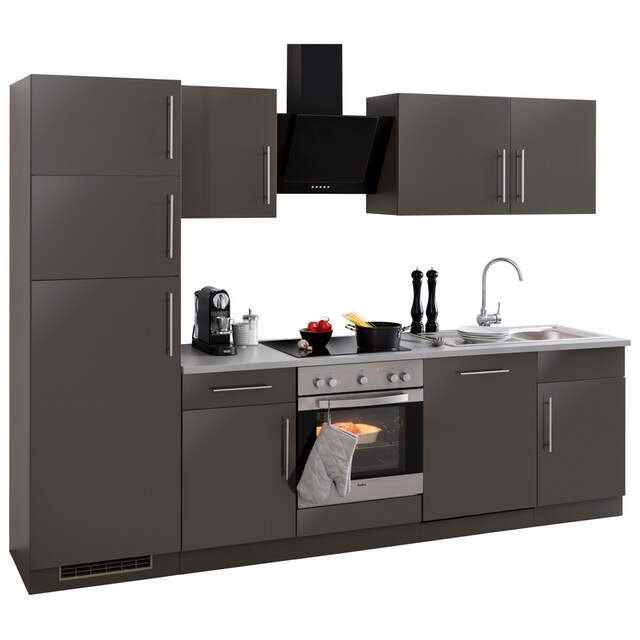 wiho Küchen Küchenzeile »Cali«, mit E-Geräten und Kühl-Gefrierkombination,  Breite 280 cm auf Raten bestellen