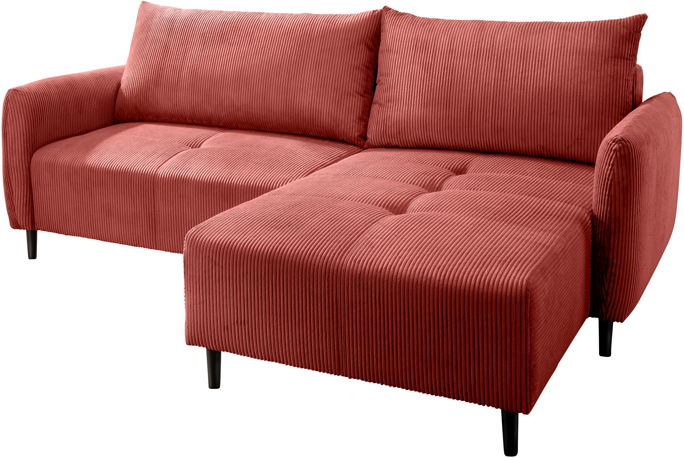 INOSIGN Ecksofa »Mara, L-Form, aktueller Cord Bezug und tolle Farben, schmale Armlehnen«, whlw. mit Bettfunktion,Recamiere links/rechts montierbar, Breite 238cm