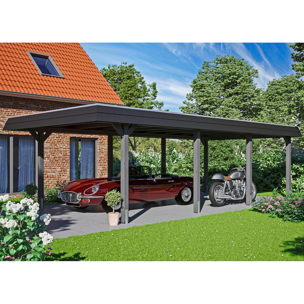 Skanholz Einzelcarport »Wendland«, Leimholz-Nordisches Fichtenholz, 341 cm, dunkelgrau