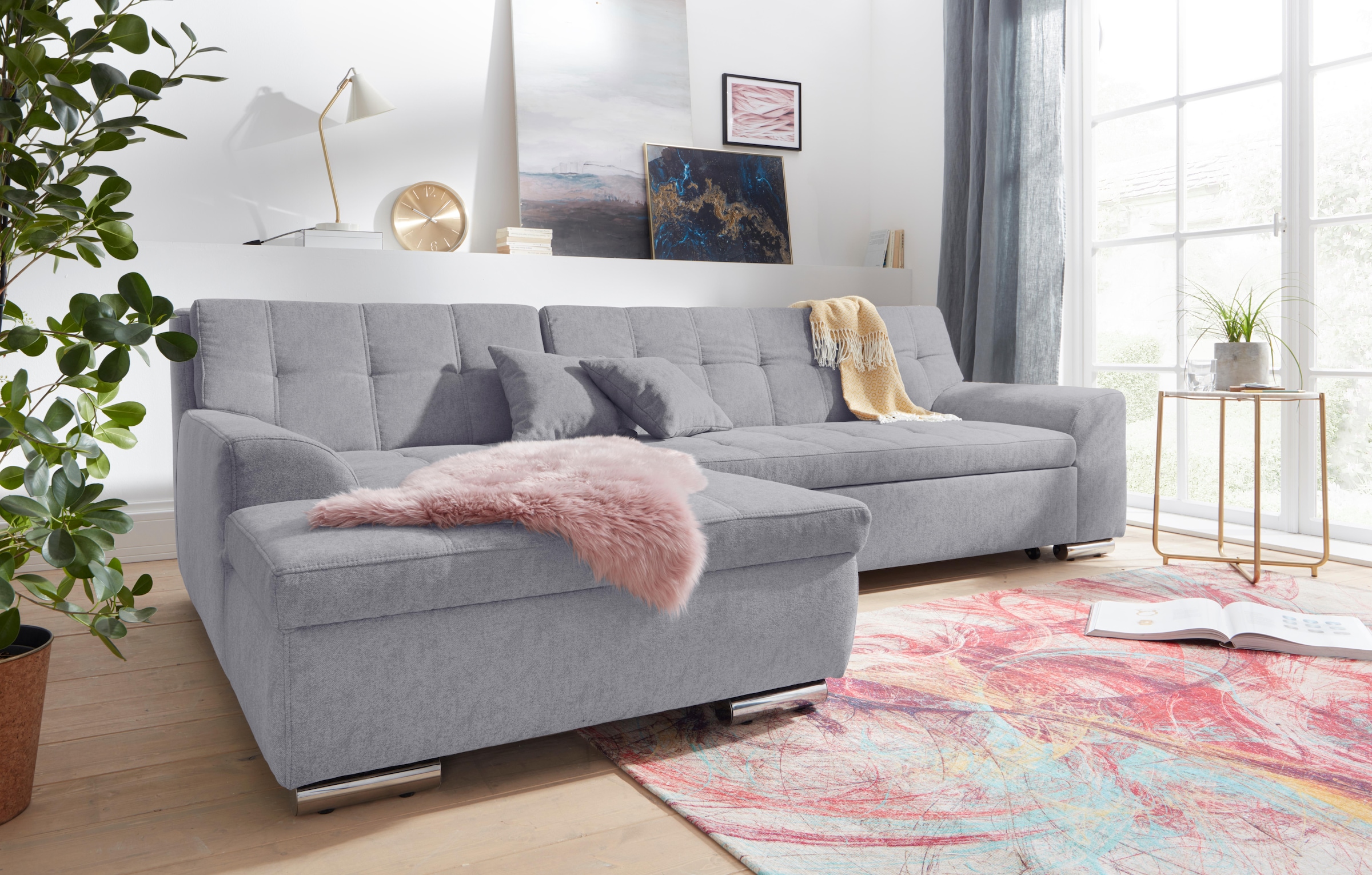 DOMO collection Ecksofa »Aversa, moderne Steppung im Sitz und Rücken, gesch günstig online kaufen