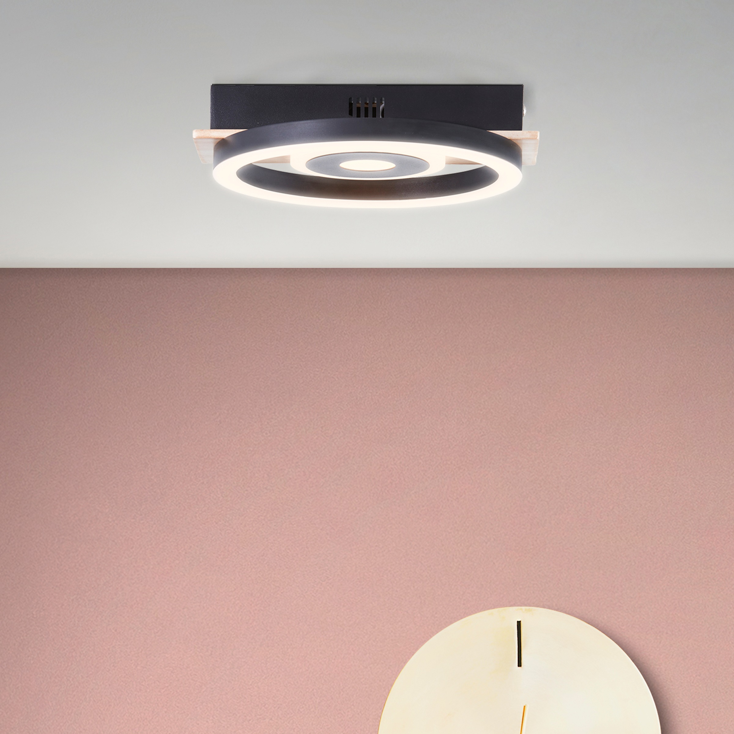 BreLight LED Deckenleuchte »Maureen«, mit Holzakzent, 22 x 20 cm, 1100 lm, günstig online kaufen