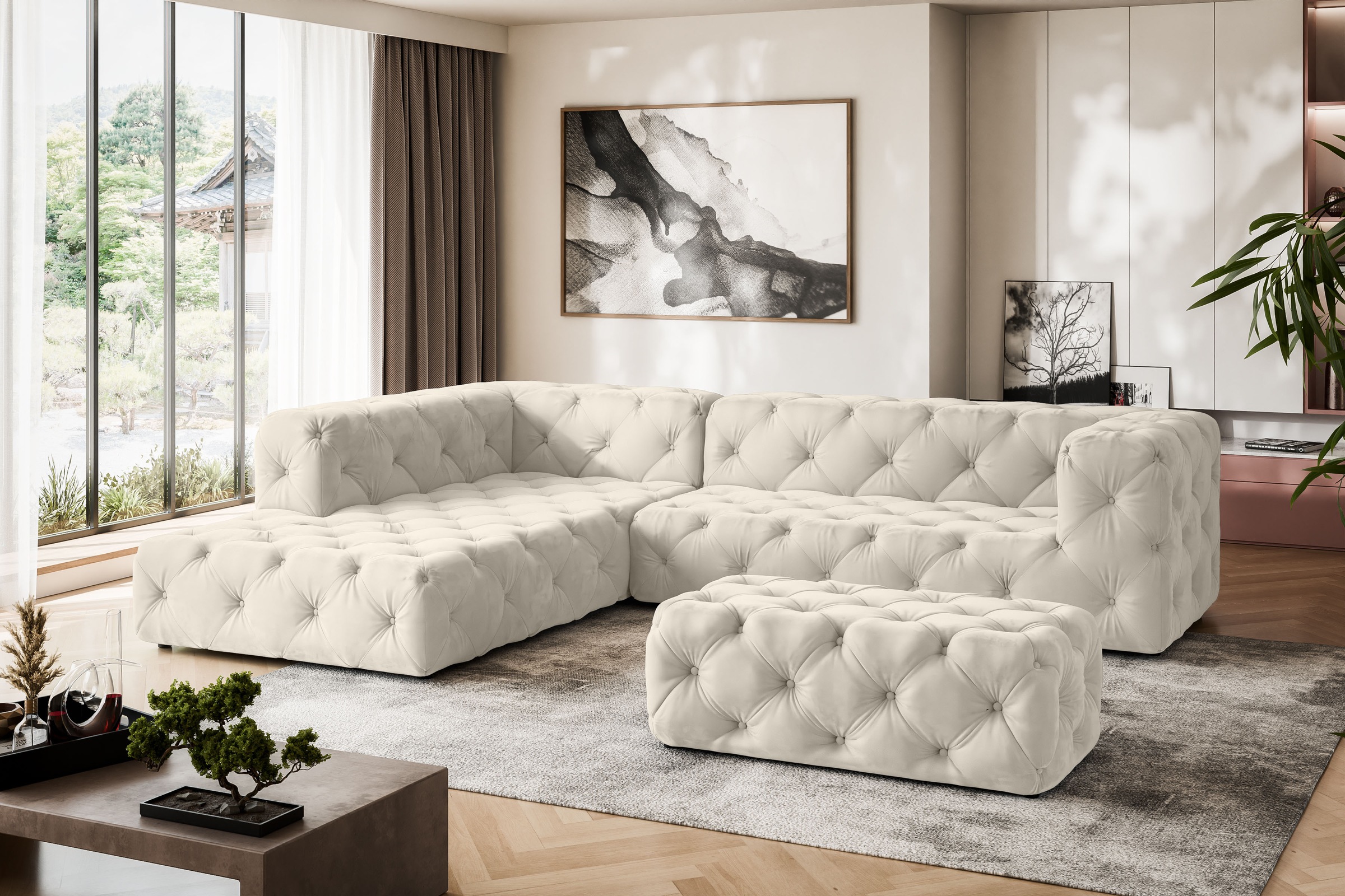 Home affaire Ecksofa »FOLLINA« L-Form, mit klassischer Chesterfield-Knopfhe günstig online kaufen