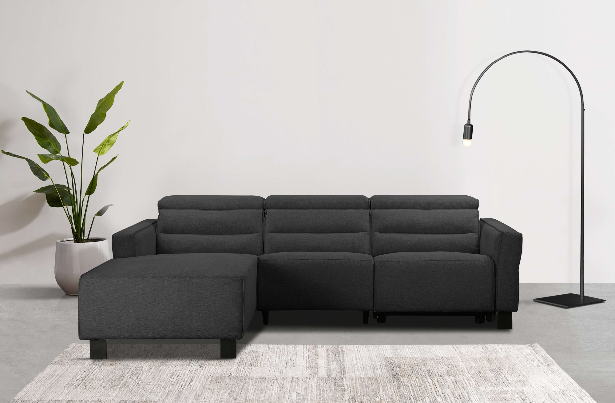 Places of Style Ecksofa »Carpari, L-Form, 263 cm, manuelle o. elektrische Relaxfunktion,«, USB A/C und Kopfteilverstellung