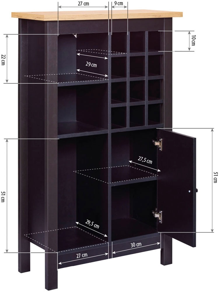 Inter Link Highboard »Highboard Helina« 1 Stk. tlg. Weinschrank, BxTxH: ca. 76,8 x 33 x 124,4 cm
