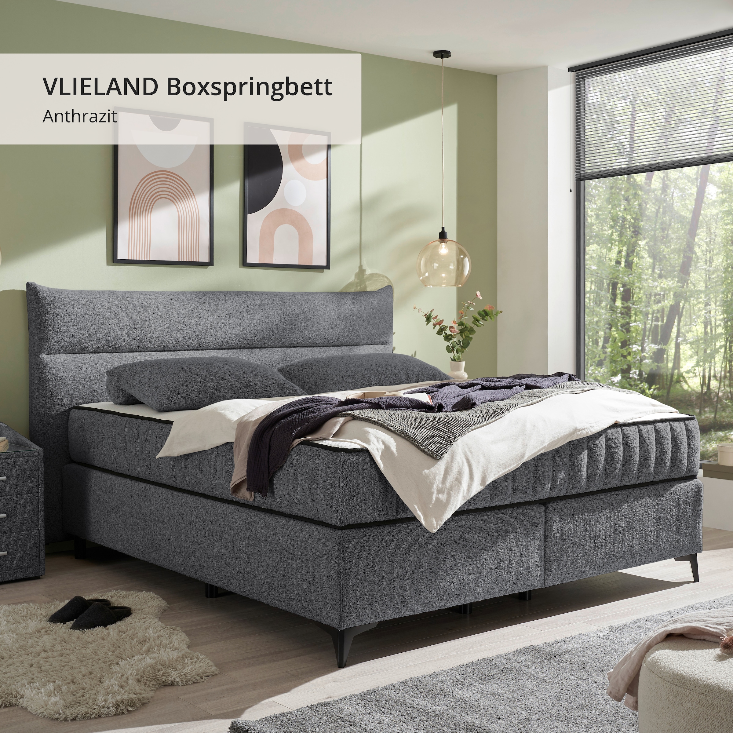 ED EXCITING DESIGN Boxspringbett »Vlieland« Premium 9-Zonen-Tonnentaschenfederkern Duo-Matratze mit Kokosmatte
