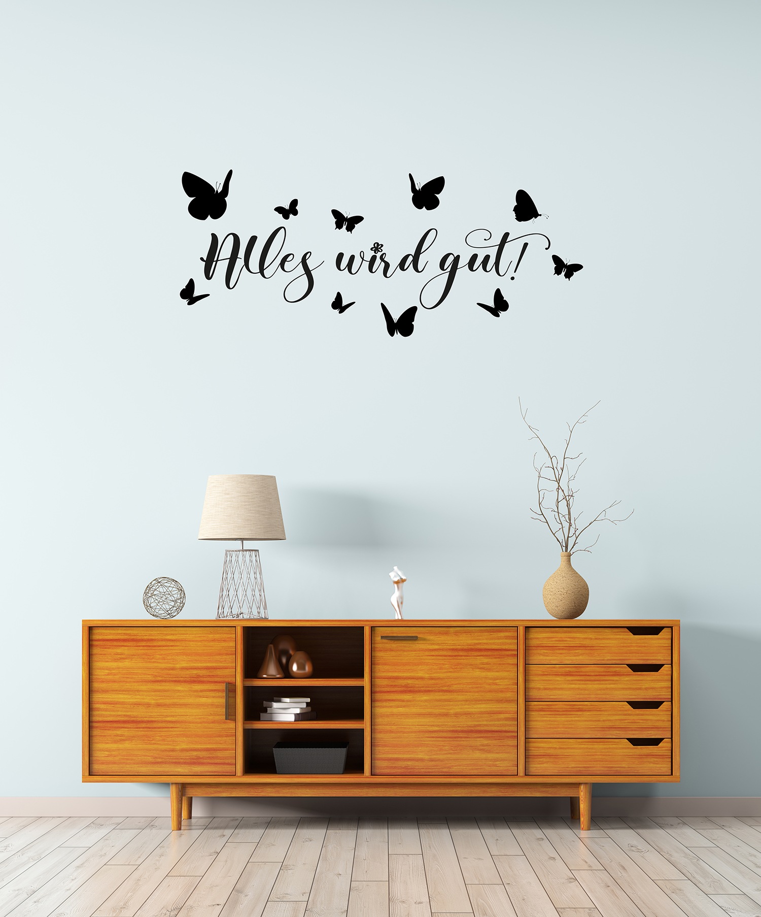 Home affaire Wandtattoo »Alles wird gut - Schmetterlinge«, (1 St.), Wandaufkleber, selbstklebend, rückstandslos abziehbar, Sticker, Spruch