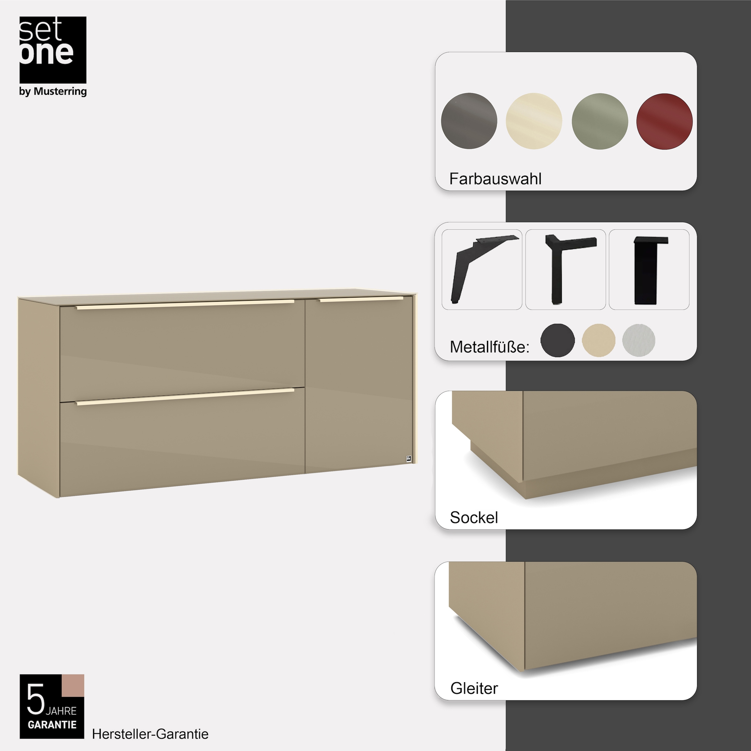 set one by Musterring Lowboard »reno-Dielen« 1 Stk. tlg. Mit Gleitern und in verschiedenen Farben erhältlich