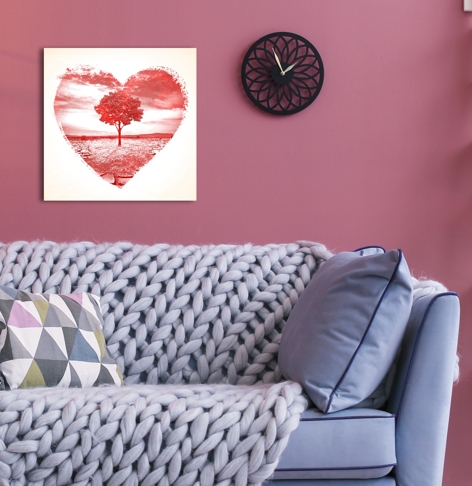 queence Leinwandbild »Silvia« Baum | Baumbilder | Bäume | Herz | Herzbilder 1 Stk. tlg. Premium-Leinwandstoff, Handarbeit aus Deutschland