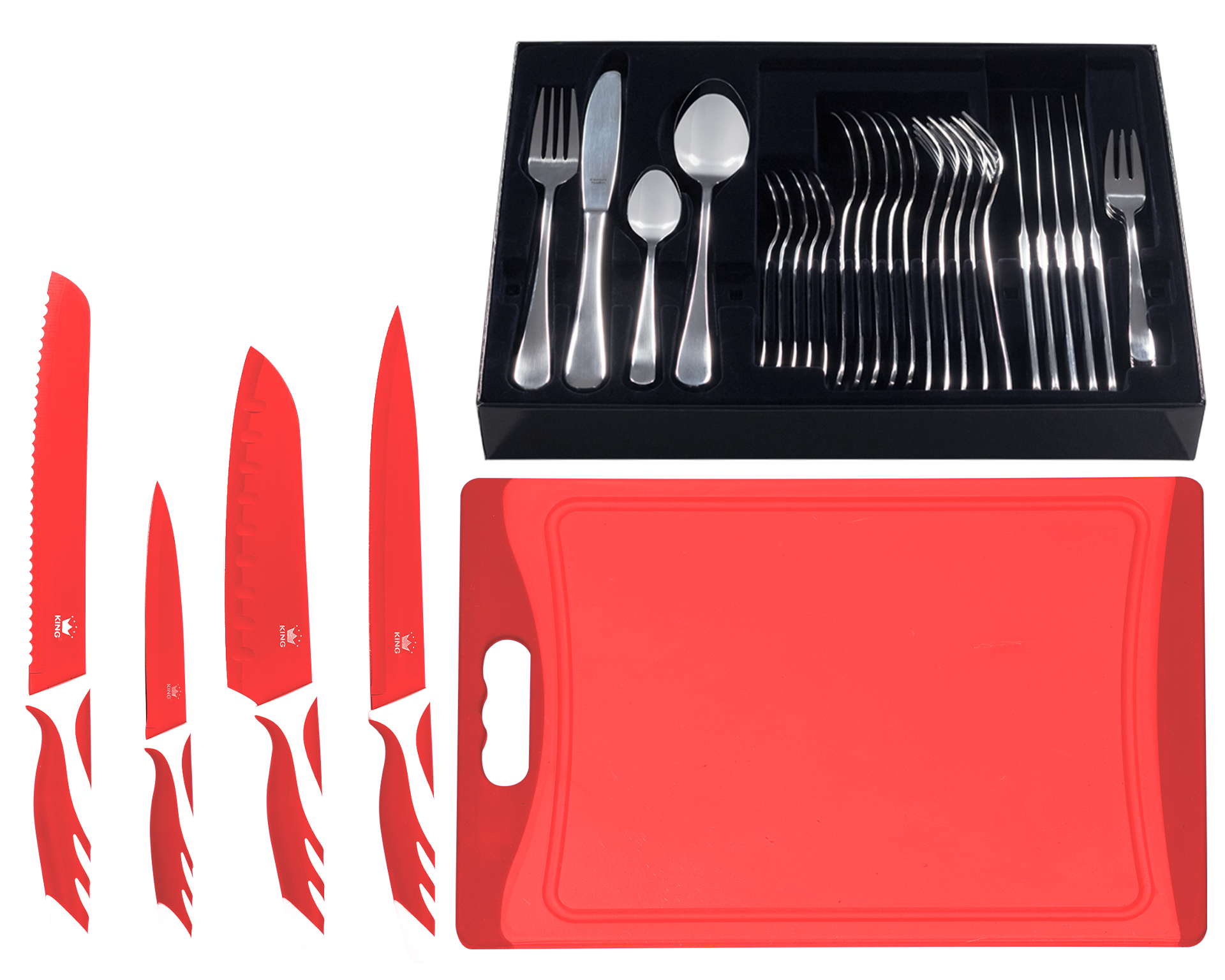KING Besteck-Set »»BAS« inkl. Etui, 4 Küchenmesser und 1 Schneidebrett« günstig online kaufen