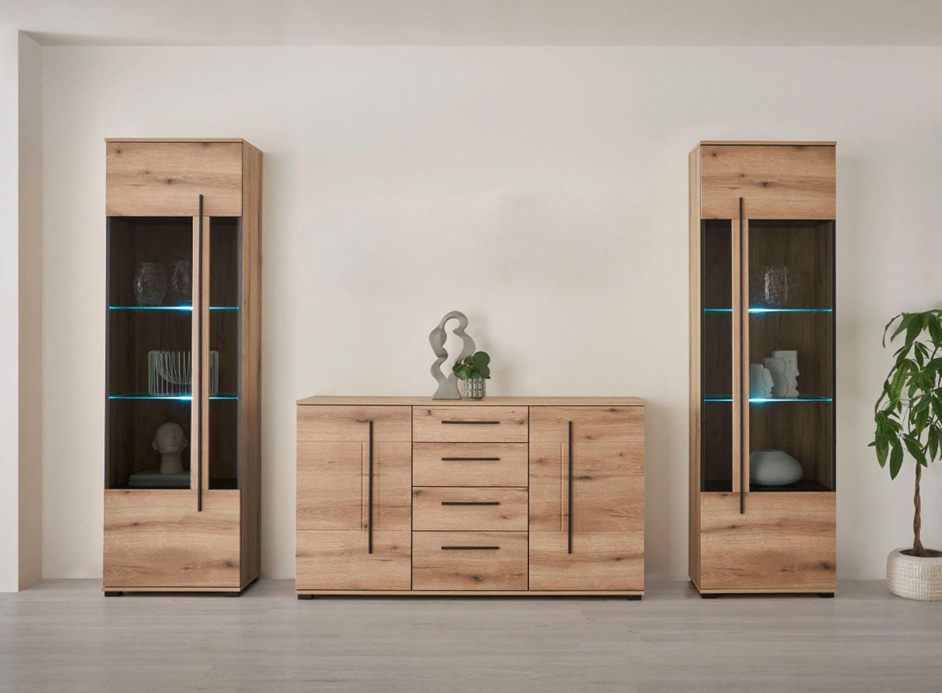 INOSIGN Wohnwand »Cantara, moderne Anbauwand, Wohnzimmer-Set, in Eiche Evok günstig online kaufen