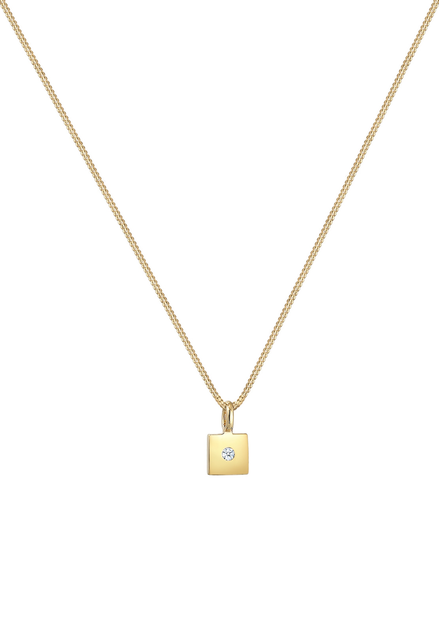 Elli DIAMONDS Collierkettchen »Quadrat Diamant (0.015 ct) 585 Gelbgold«