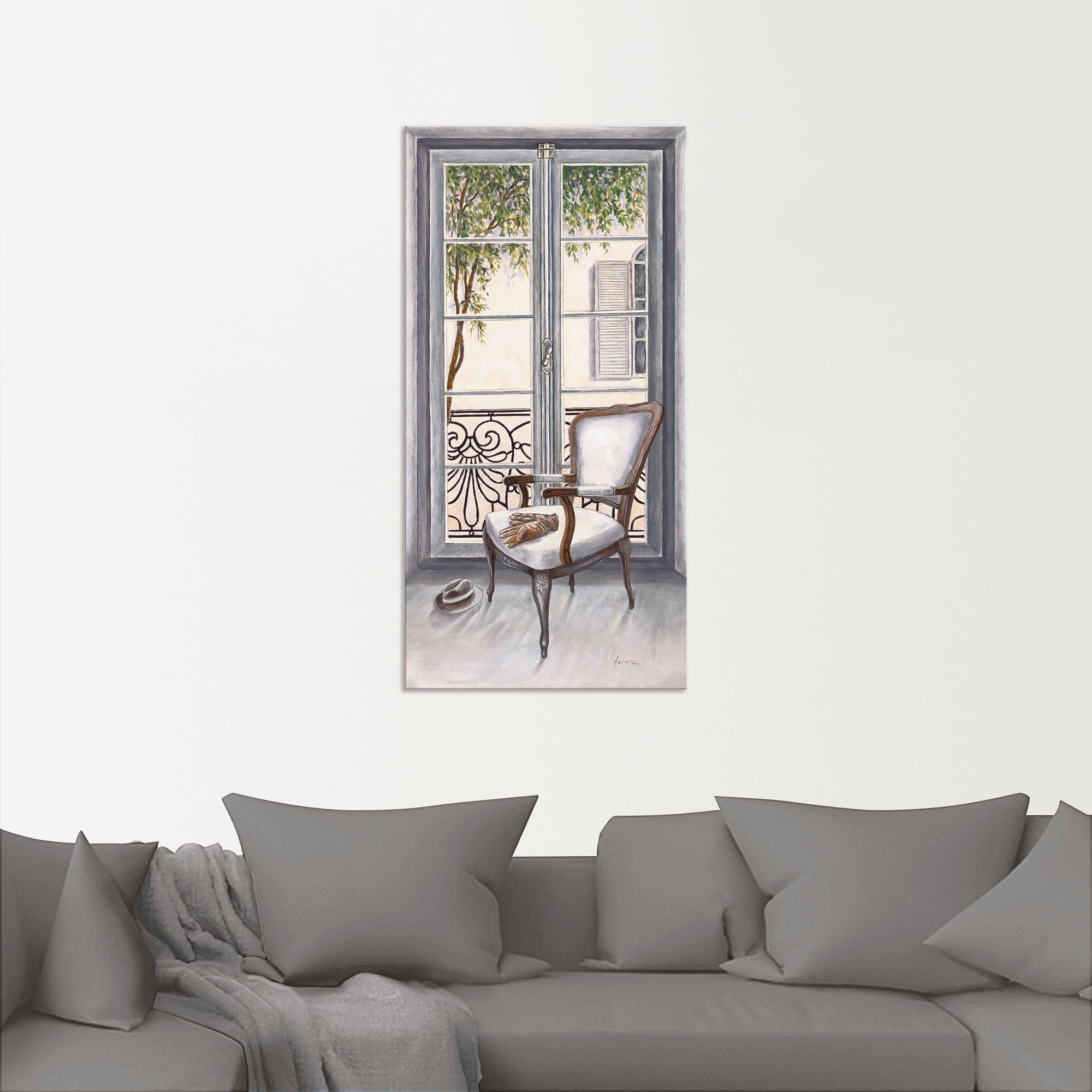 Artland Wandbild »Sessel vor einem Fenster«, Innenarchitektur, (1 St.), als Alubild, Outdoorbild, Leinwandbild, Poster, Wandaufkleber