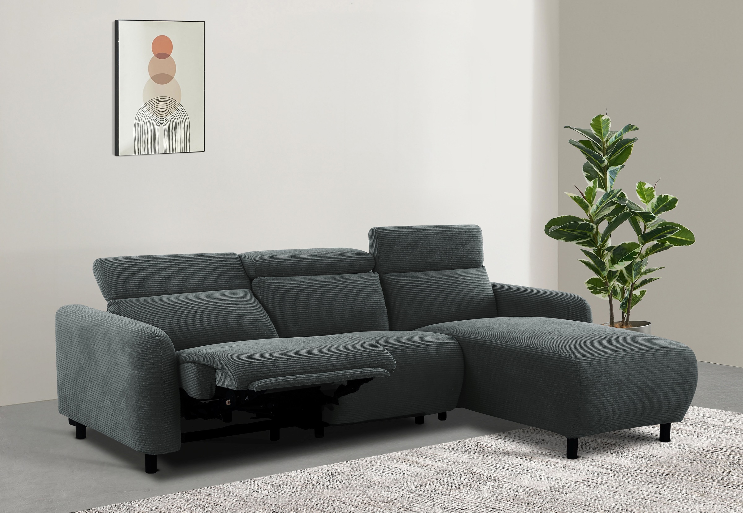 Home affaire Ecksofa »SKAANE in Cord, L-Form, 274 cm, manuelle u. elektrisc günstig online kaufen