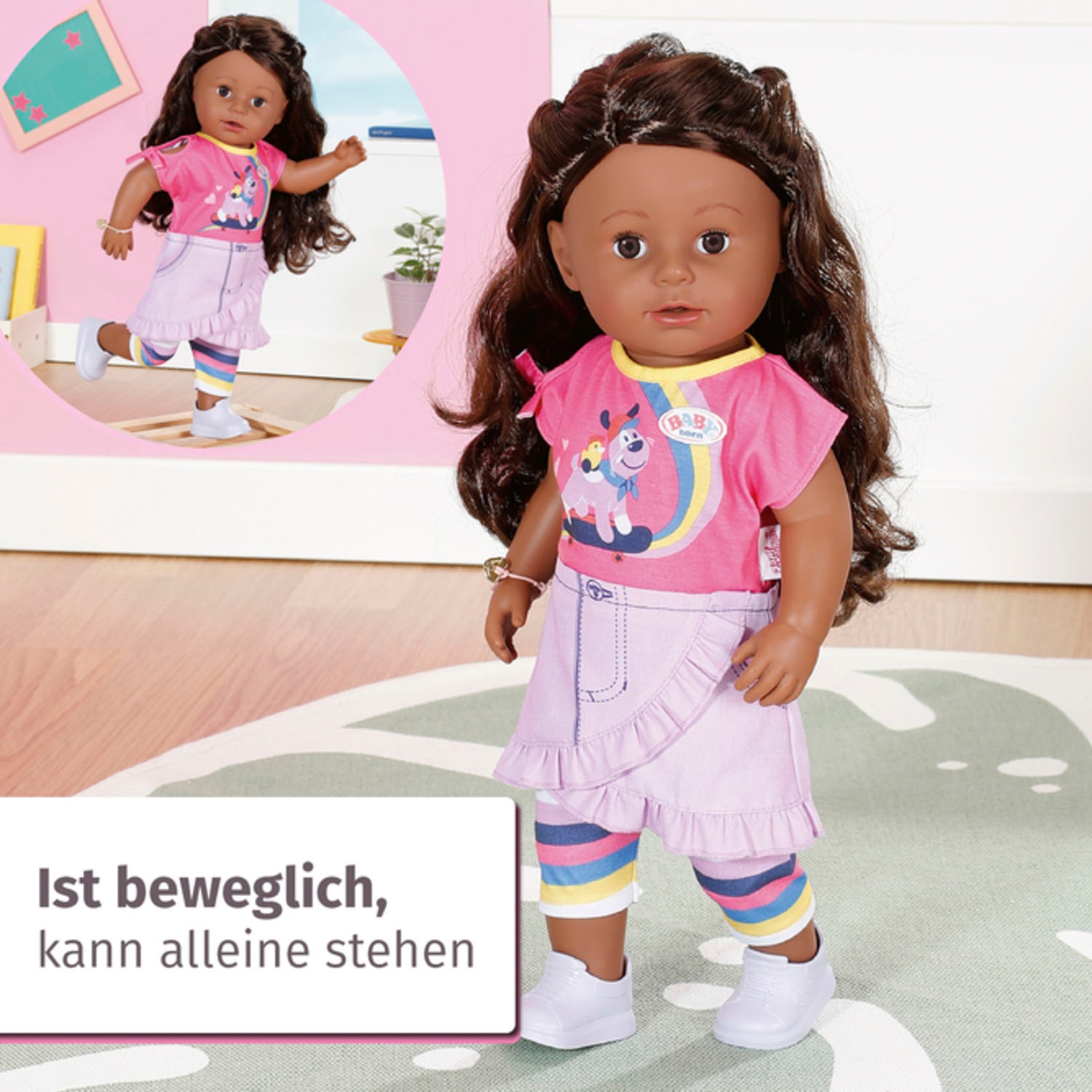 Baby Born Stehpuppe »Sister, Dolls of Colour, 43 cm«, mit lebensechten Funktionen