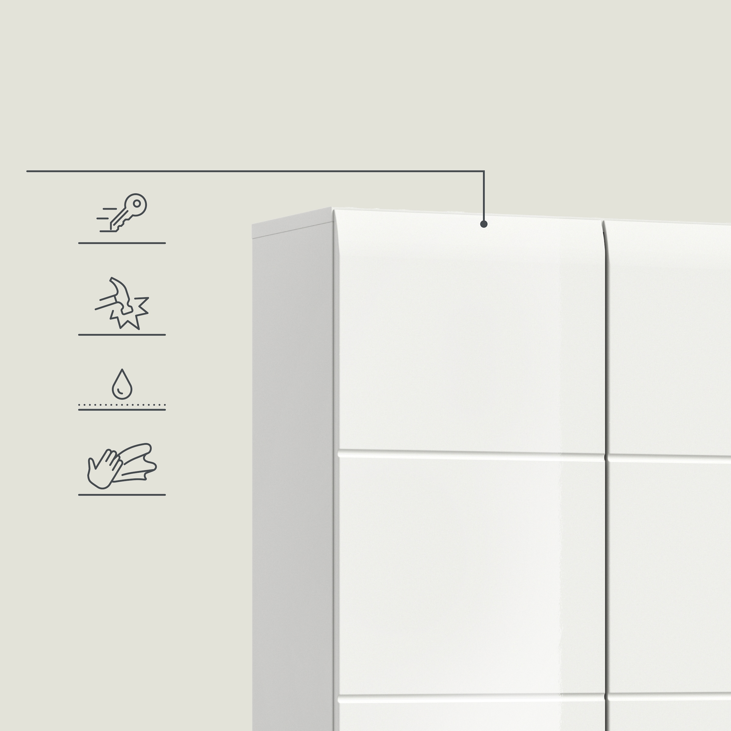 INOSIGN Stauraumschrank 1 Stk. tlg. Florenz, Mehrzweckschrank, Weiß Hochglanz Tiefzieh, 13 Fächer