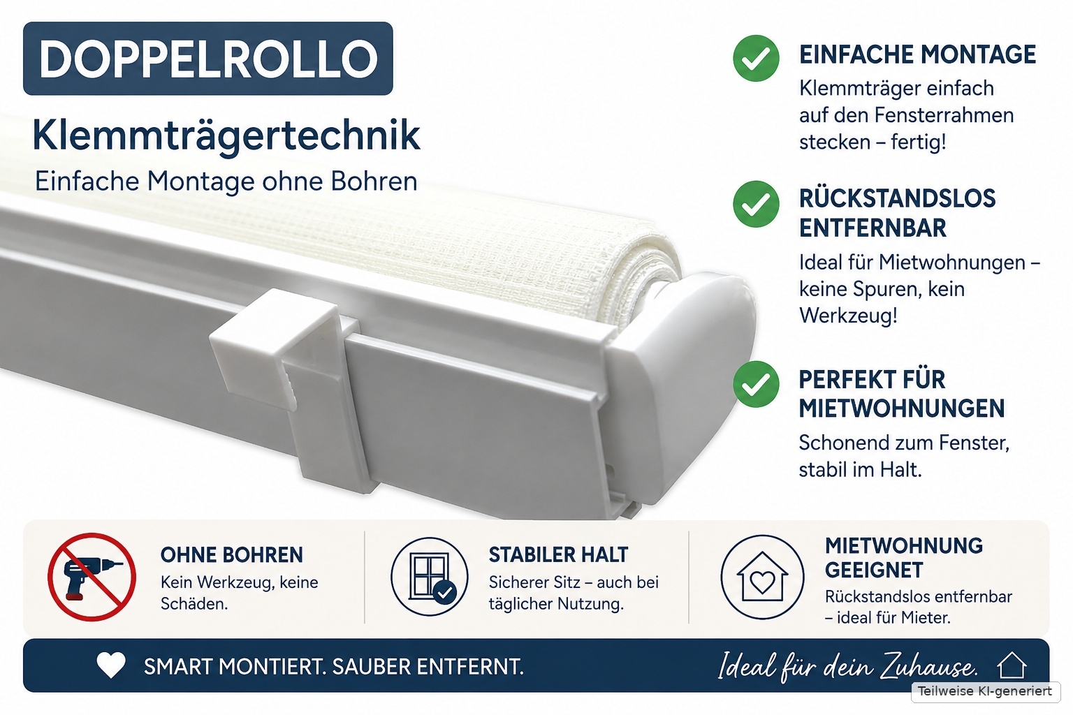indeko Doppelrollo »Simply-Fix Doppelrollo« verdunkelnd freihängend Verdunklung, Lichtfilterung, Sichtschutz, UV-Schutz