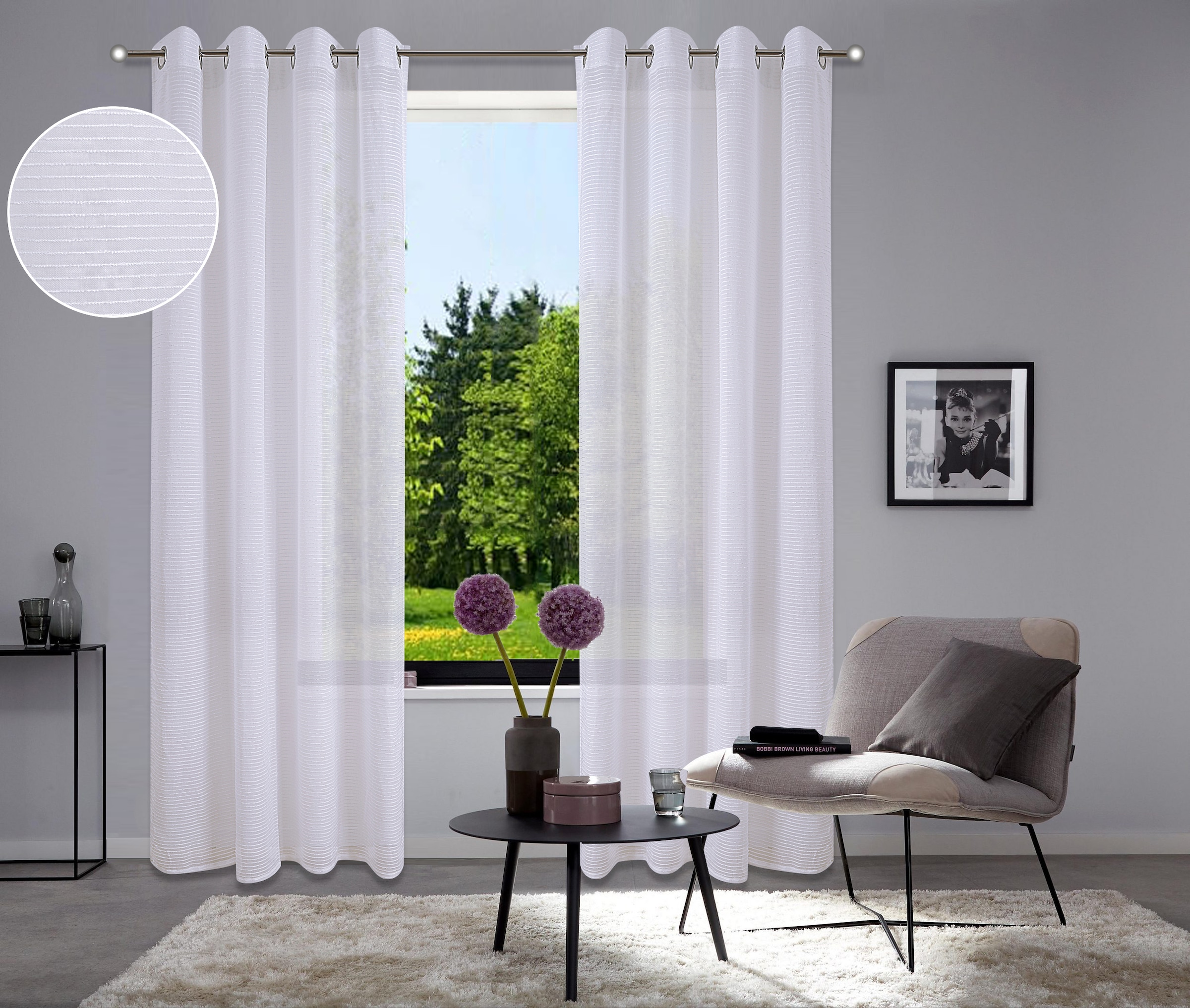 Home affaire Gardine »Authal« Ösen 1 Stk. tlg. Jacquardgardine mit Chenille günstig online kaufen