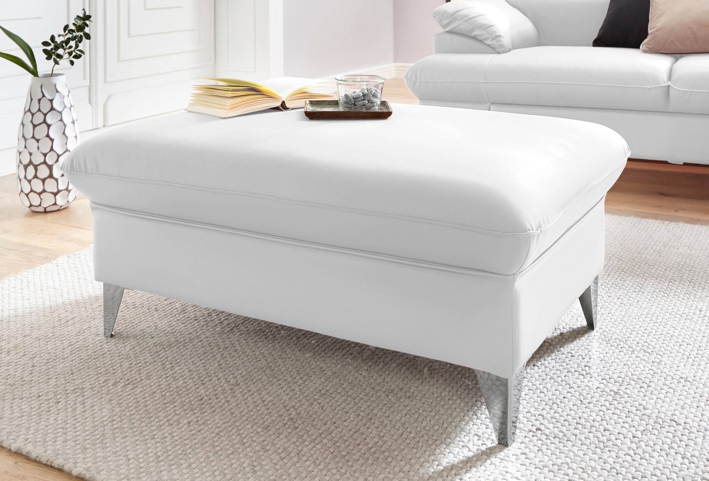 COTTA Polstergarnitur »Caluso«, (2 tlg.), Set: bestehend aus Ecksofa, Hocker, Ecksofa inkl. Kopfteilverstellung